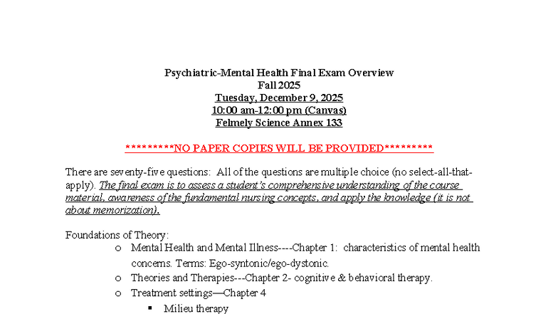 FA25 Health Final Exam Overview - Key Concepts & Topics - Studocu