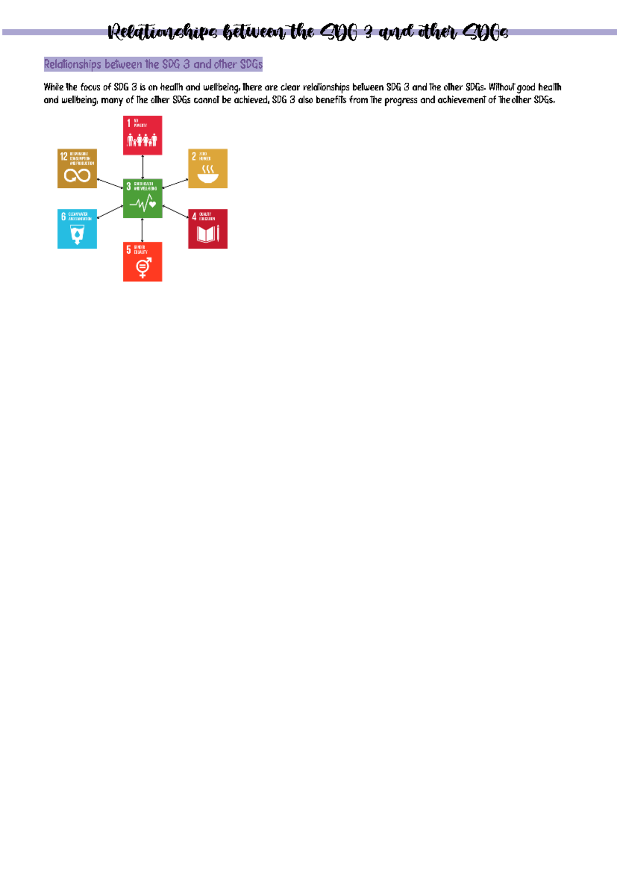 Week 8 Notes: Interconnections of SDG 3 with Other SDGs - Studocu