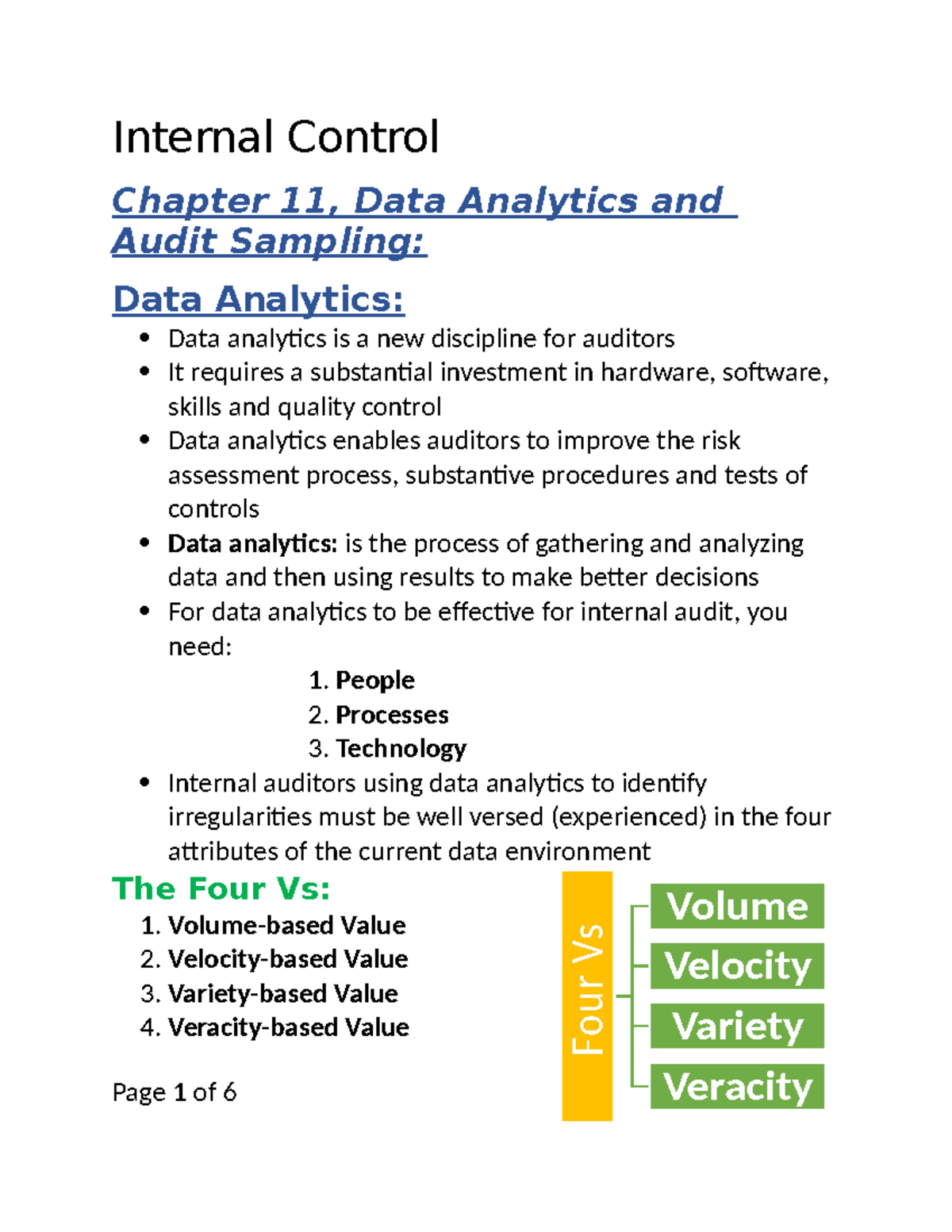 Ch 11 Internal Control: Data Analytics & Audit Sampling Insights - Studocu