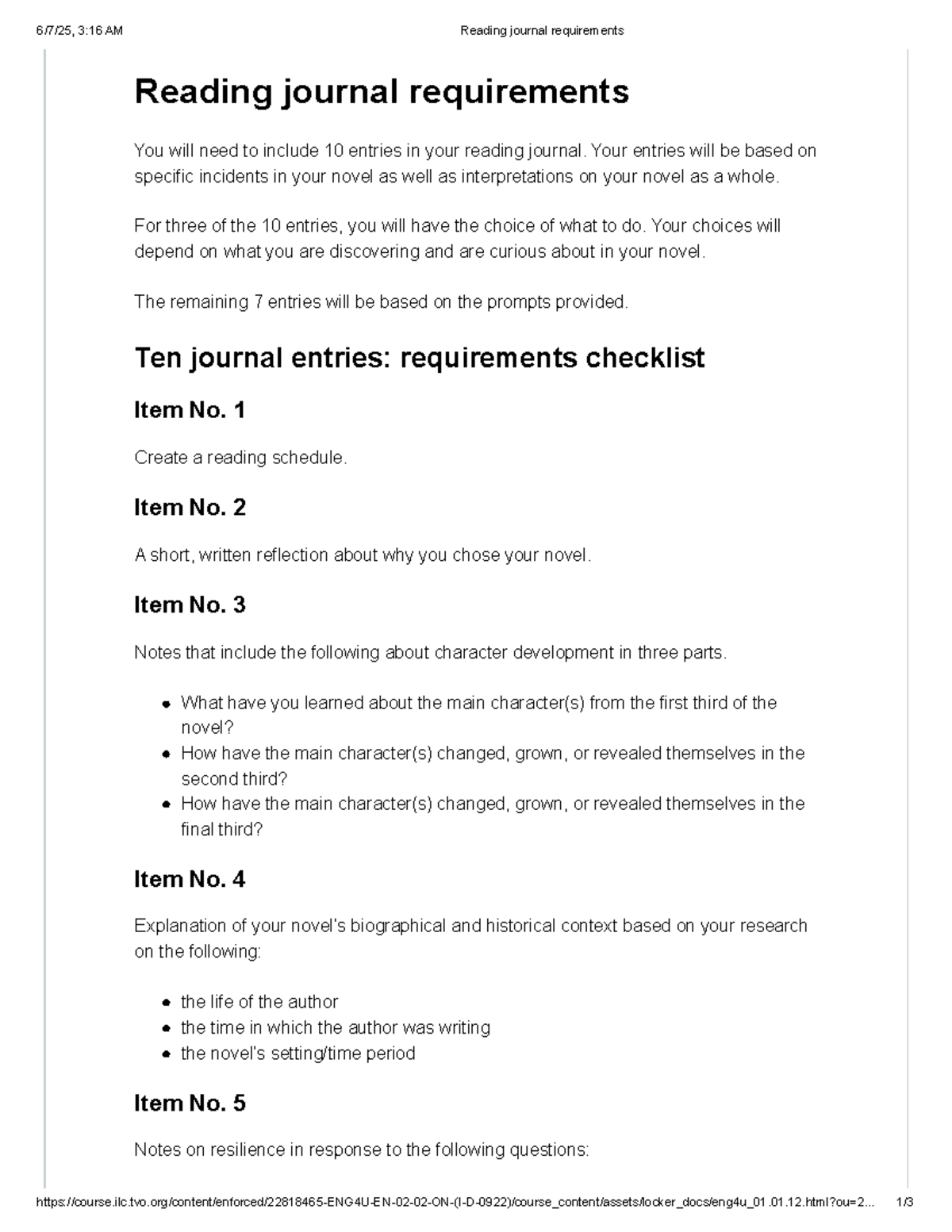 3:16 AM Reading Journal Requirements: Entry Guidelines & Checklist ...