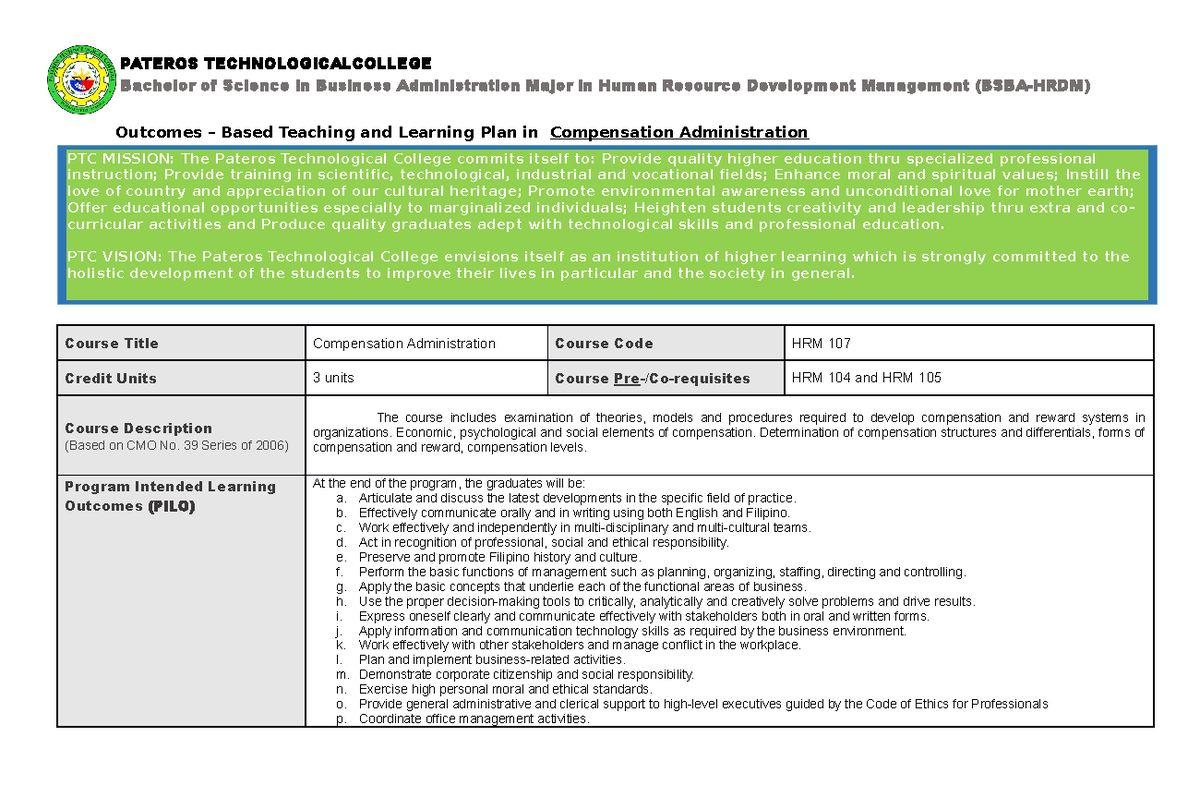 HRM 107: Comprehensive Overview of Compensation Administration - Studocu
