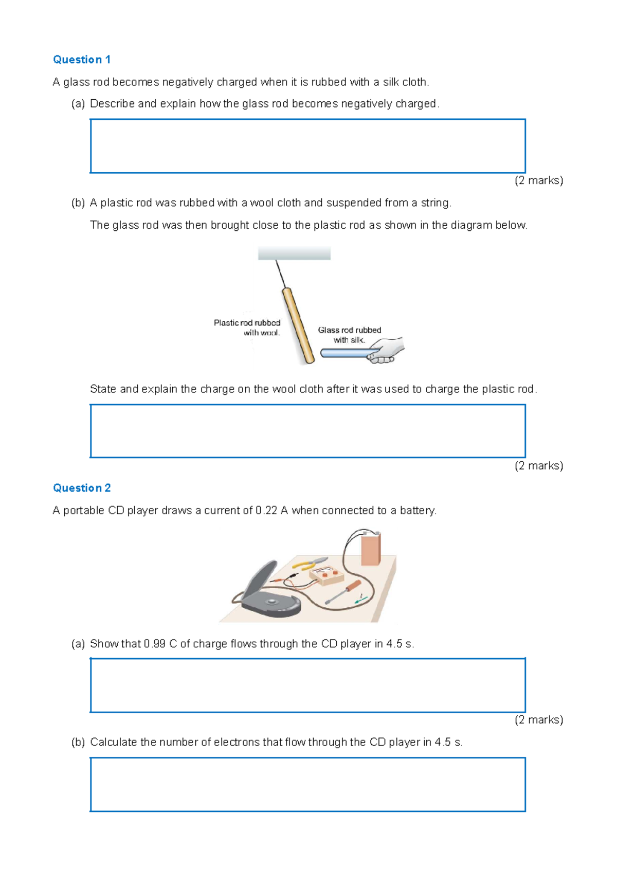 Electronics & Circuits Practice Test: Charge, Current, and Resistance ...
