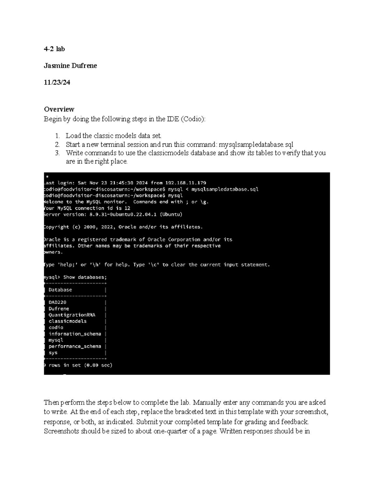 Lab 2-4: Updating Database Tables in Codio Environment - Studocu