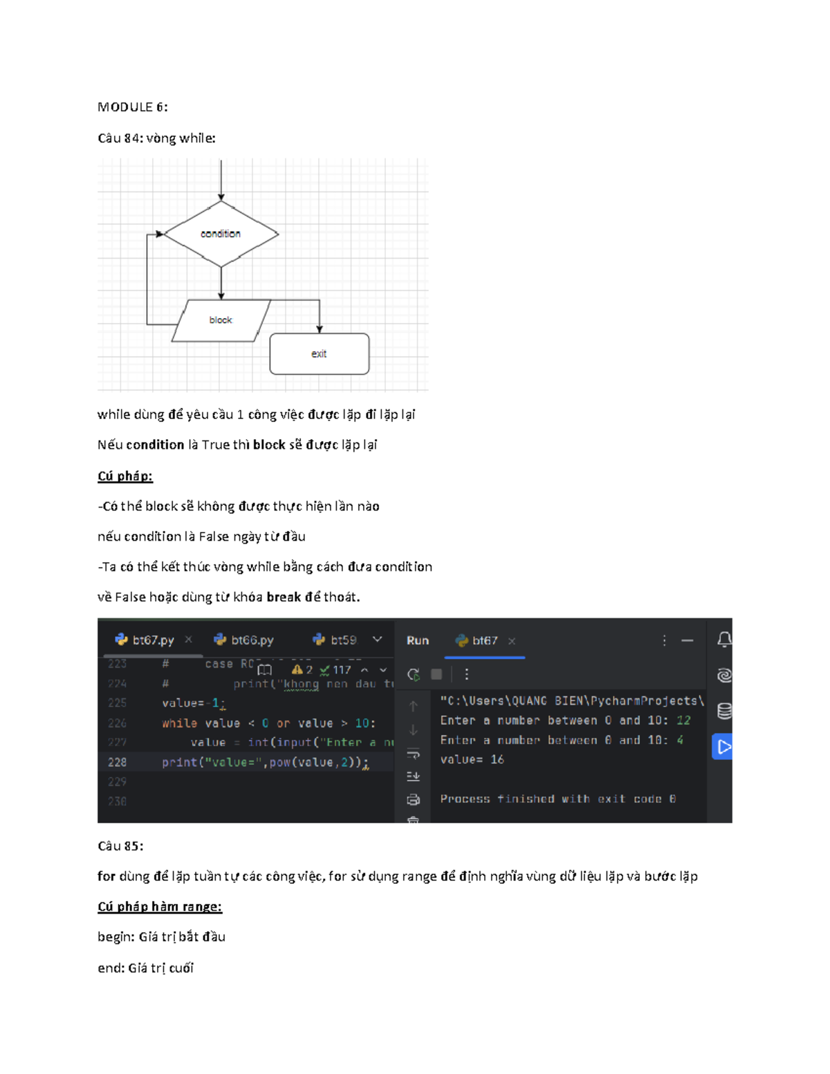 Tư Duy Lập Trình: Vòng Lặp While và For trong Python - Studocu