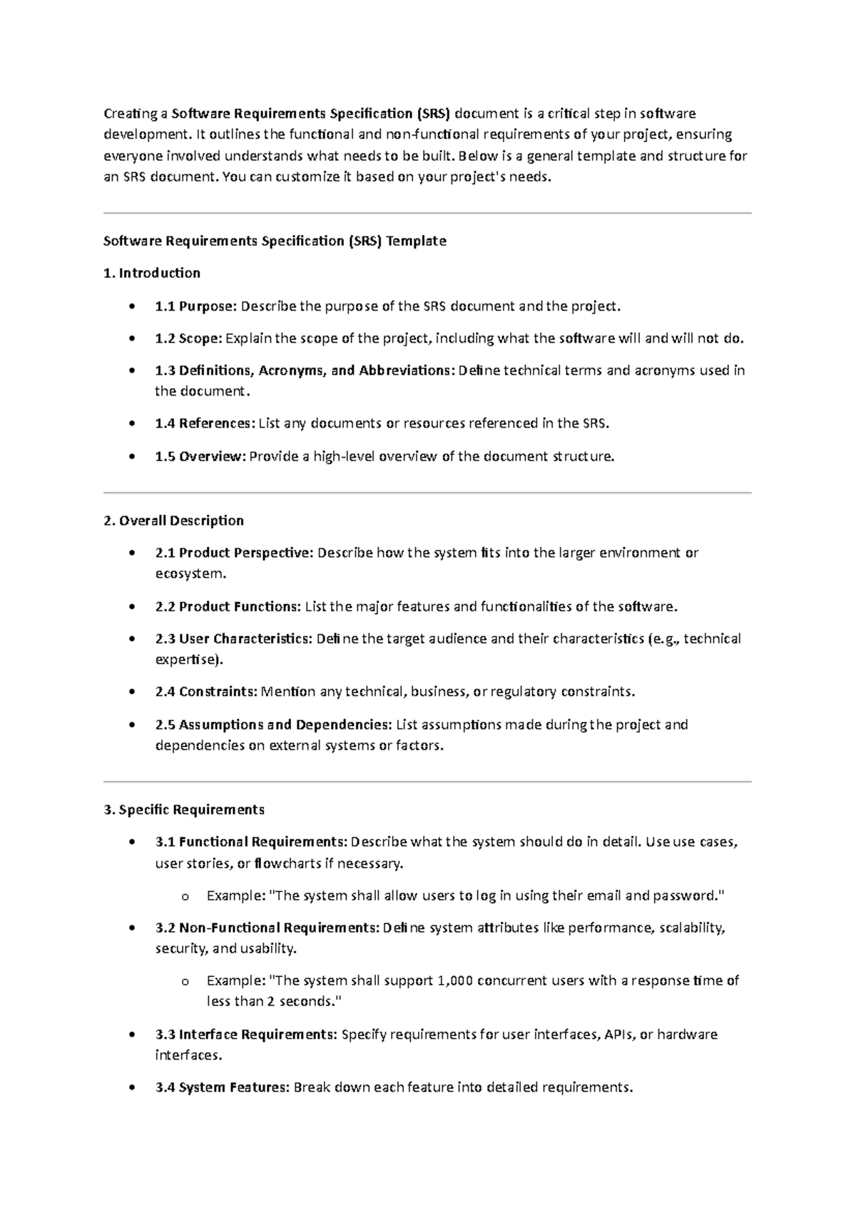 OOMD Software Requirements Specification (SRS) Template - Studocu