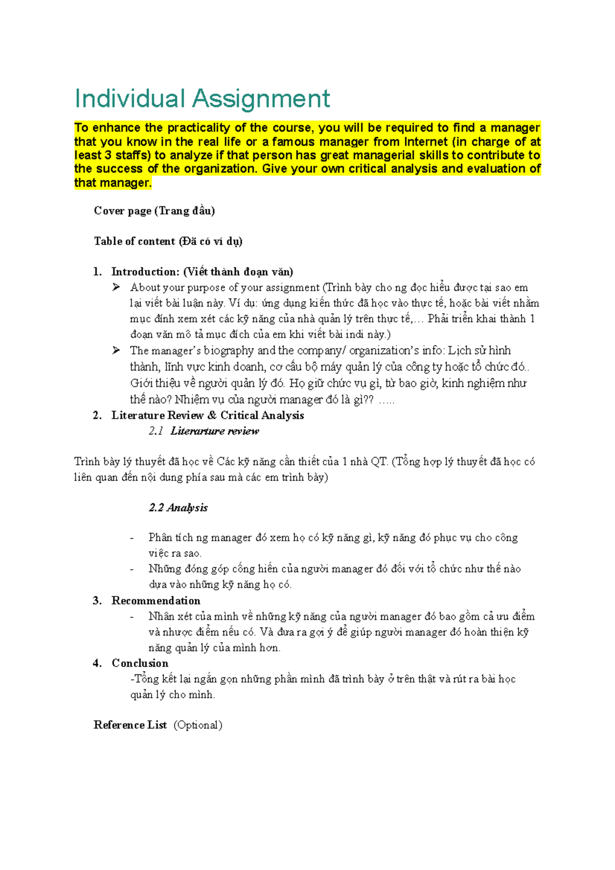 Individual Assignment: Analyzing Managerial Skills of a Leader - Studocu