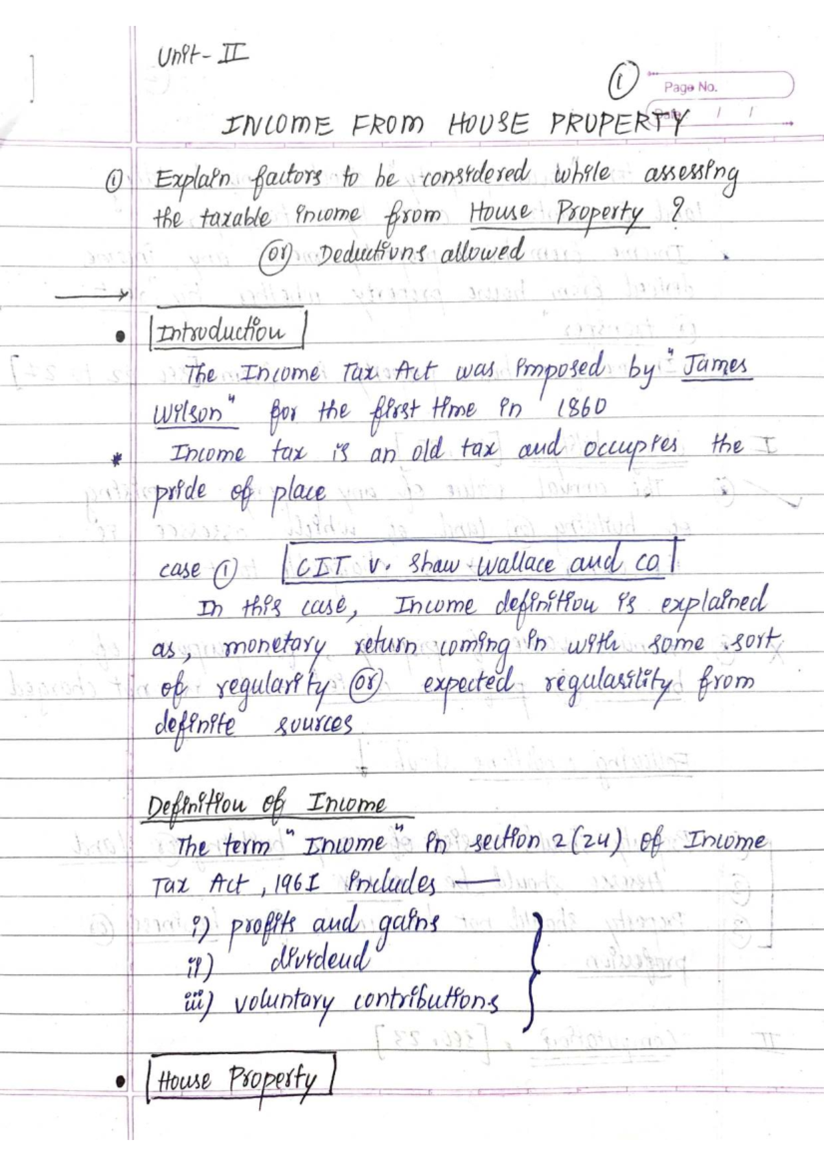 Tax Unit-2: Income from House Property and Salary Insights - Studocu