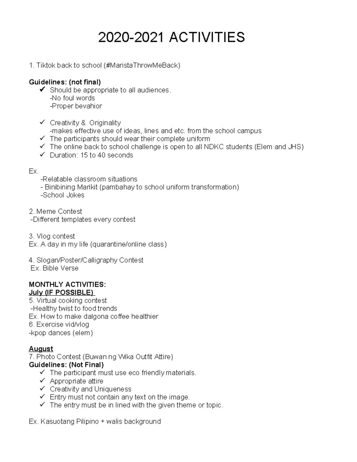 NDKC Activities 2 Summary: Guidelines for School Events and Contests ...