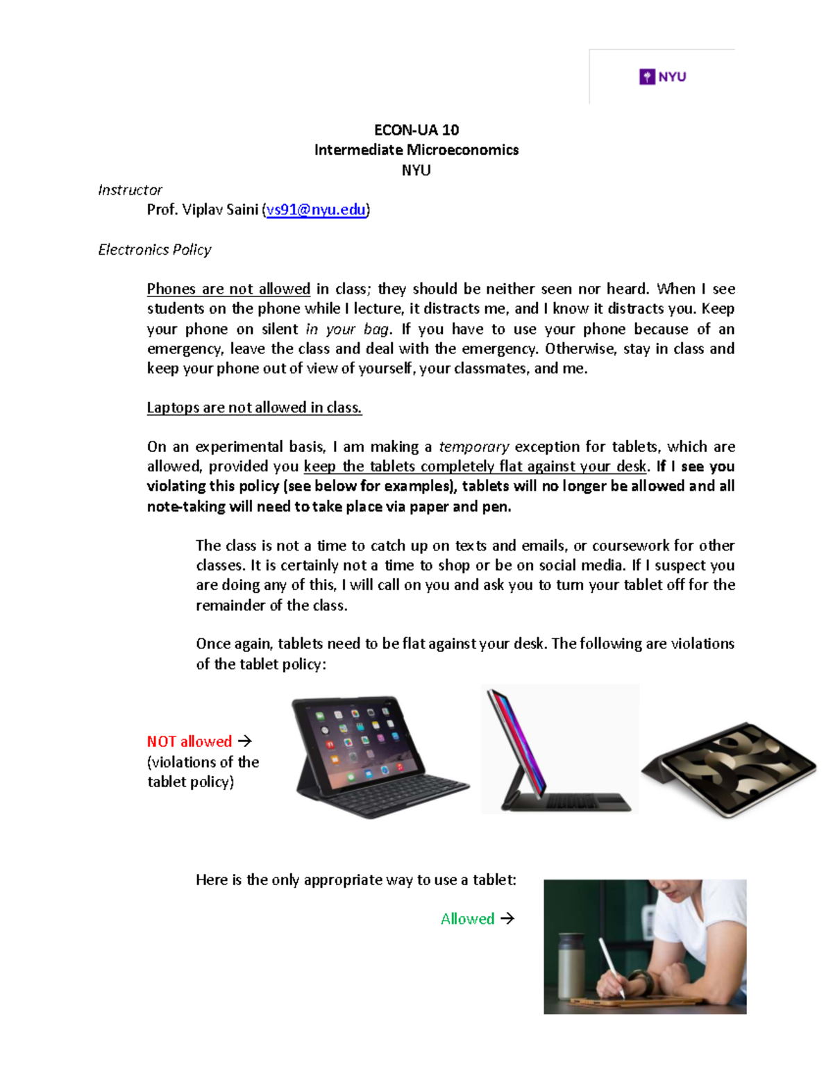Fall 2025 - Econ 10 - NYU - Intermediate Microeconomics Syllabus - Studocu