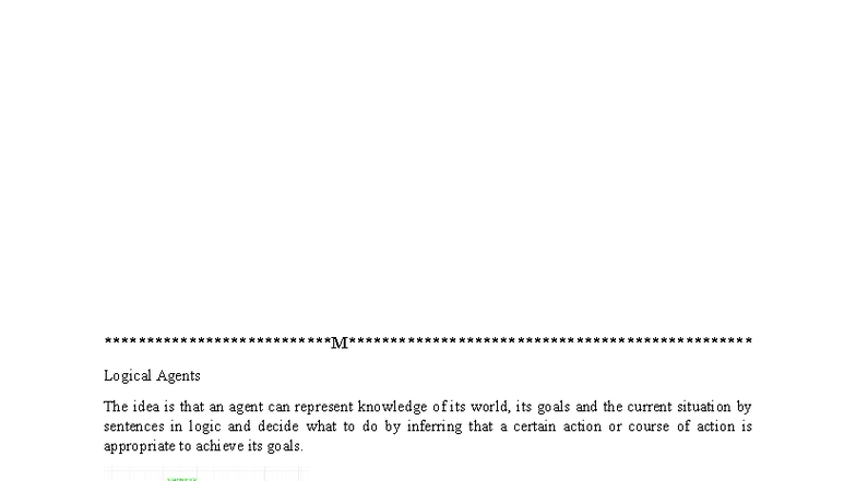 Module III Notes - Knowledge Based Agents in Logic - Studocu