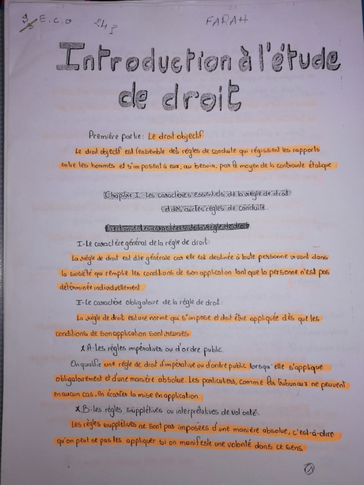 Introduction à l'Étude de Droit - Cours 1 - Studocu