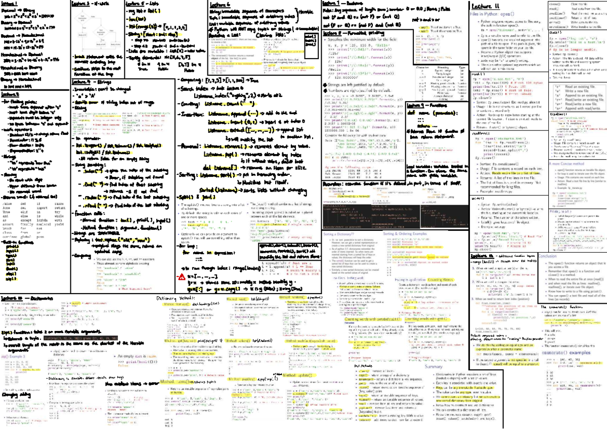 Midterm Memory Aid for Lecture I 106: Binary and Lists - Studocu