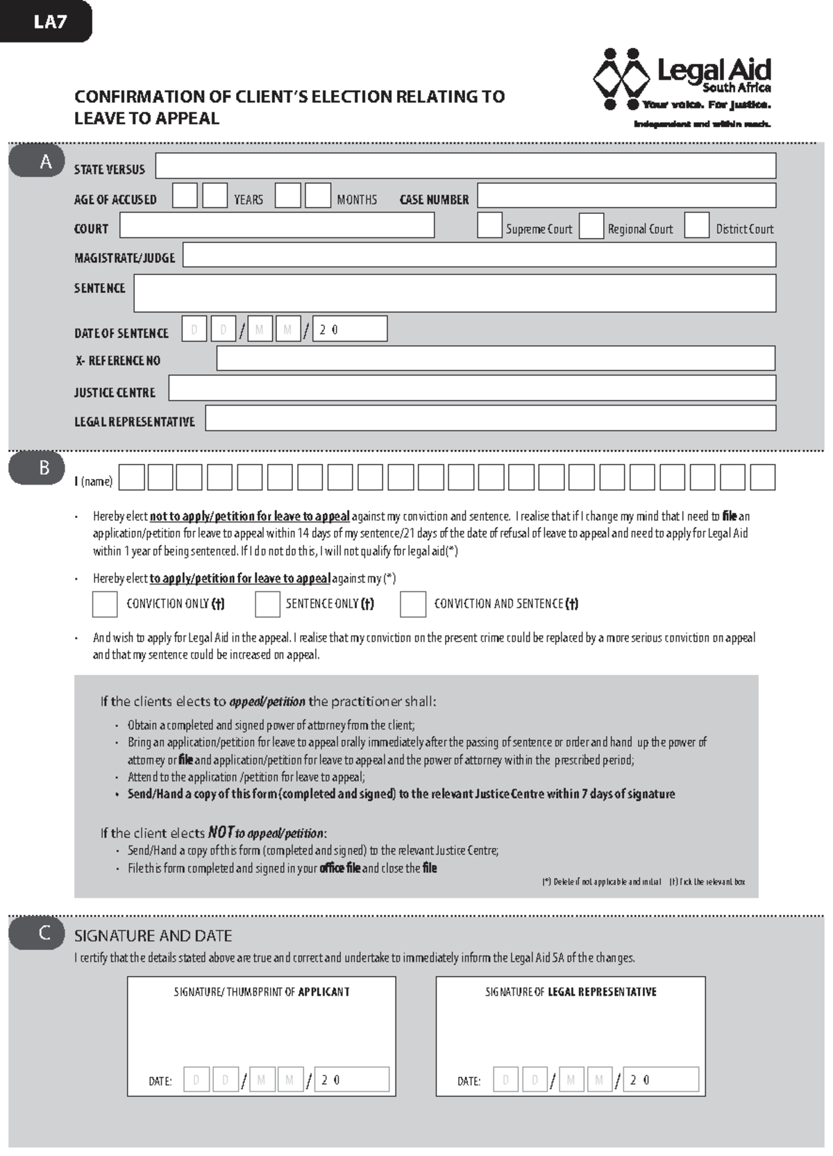 Petition Format South Africa