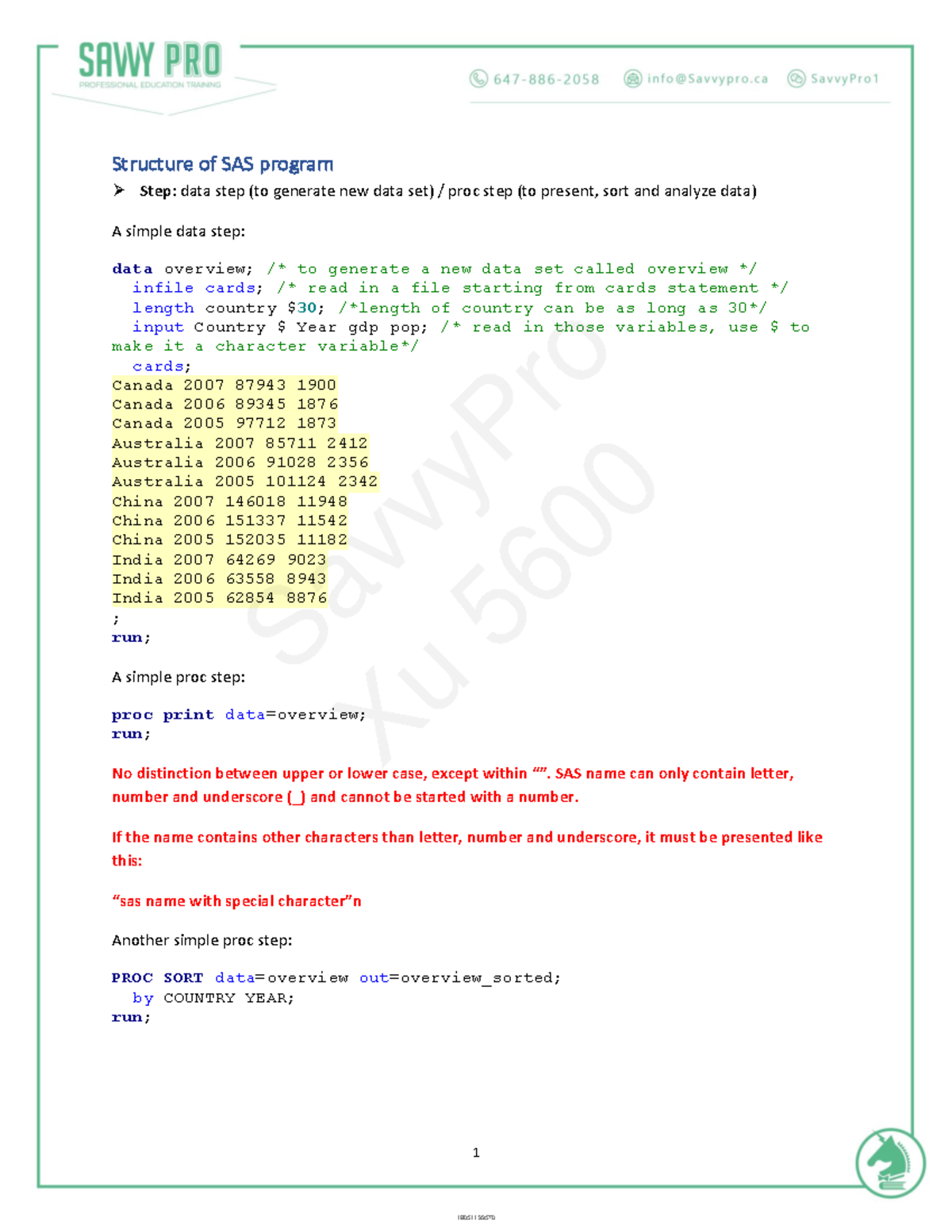 SAS Base Certified Specialist Notes Updated Lec1 2 - 1 Structure of SAS ...