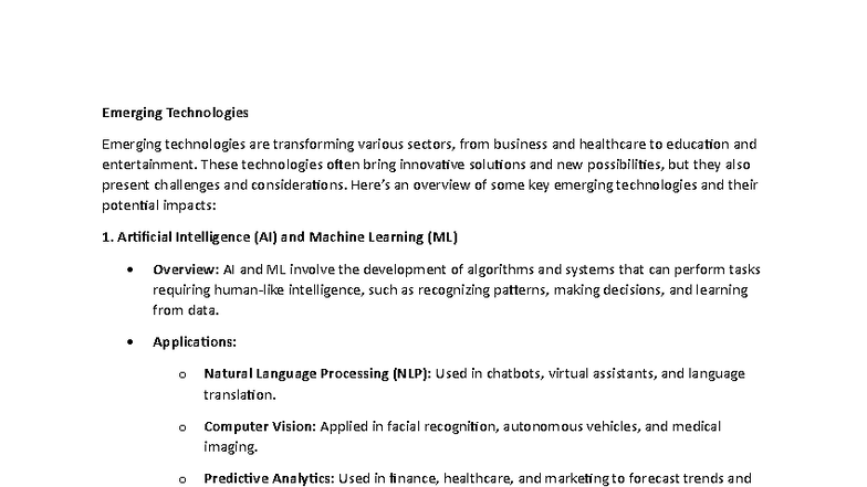 Emerging Technologies Overview: AI, IoT, Cloud Computing & More (6 ...