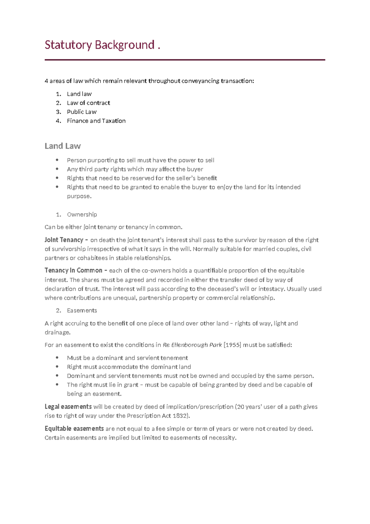 Statutory Background: Key Areas in Conveyancing Law & Practice (CIVIL ...