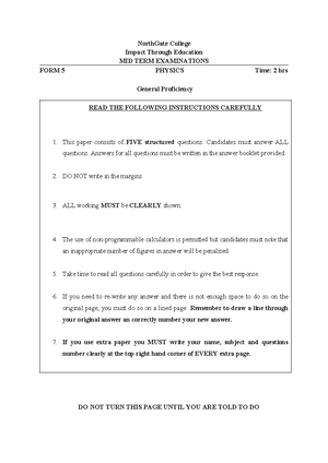 CAPE Physics MCQ Answer Key - 1 CAPE Physics Answer Key Unit 1 ...