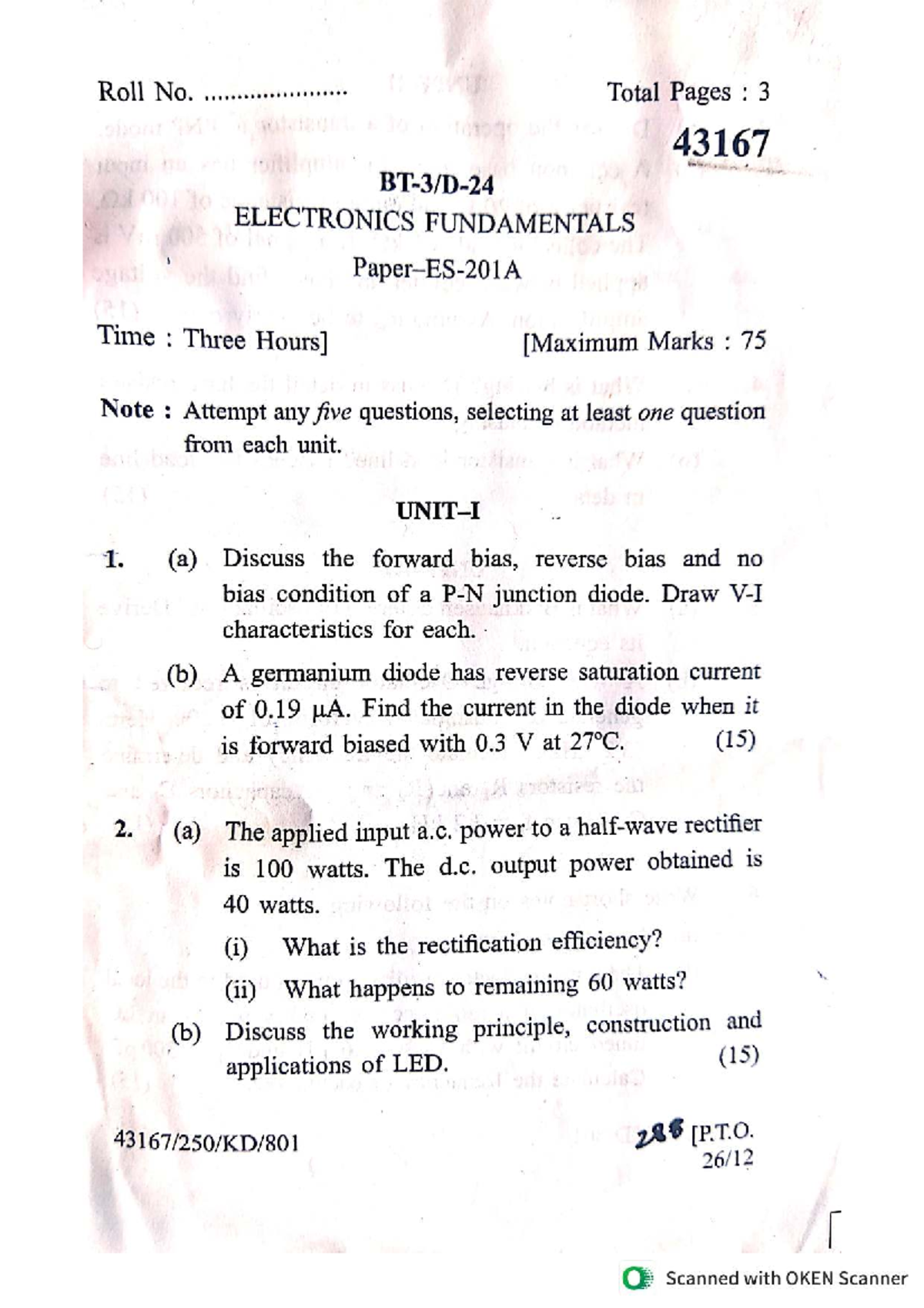 43167 Electronics Fundamentals Final Exam Notes - Studocu