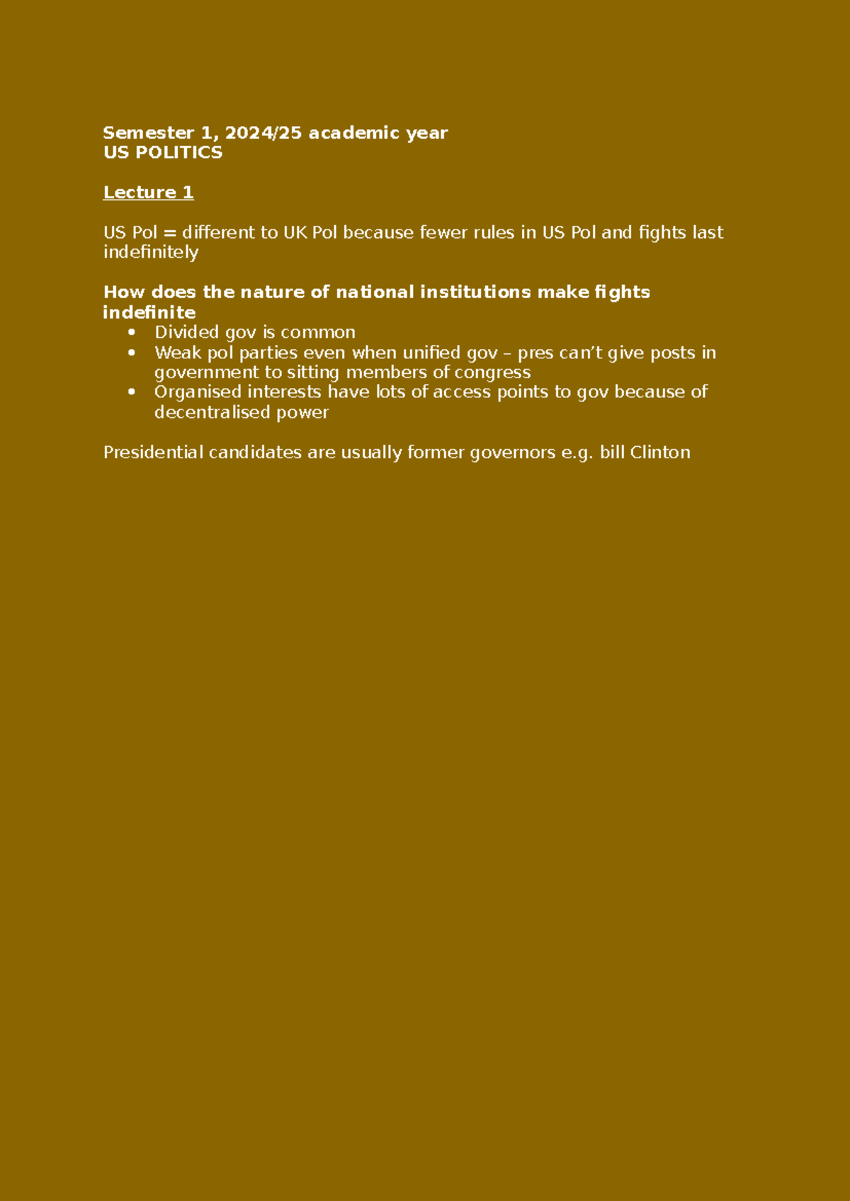 US POL 101: Comprehensive Notes on US Politics and Institutions - Studocu