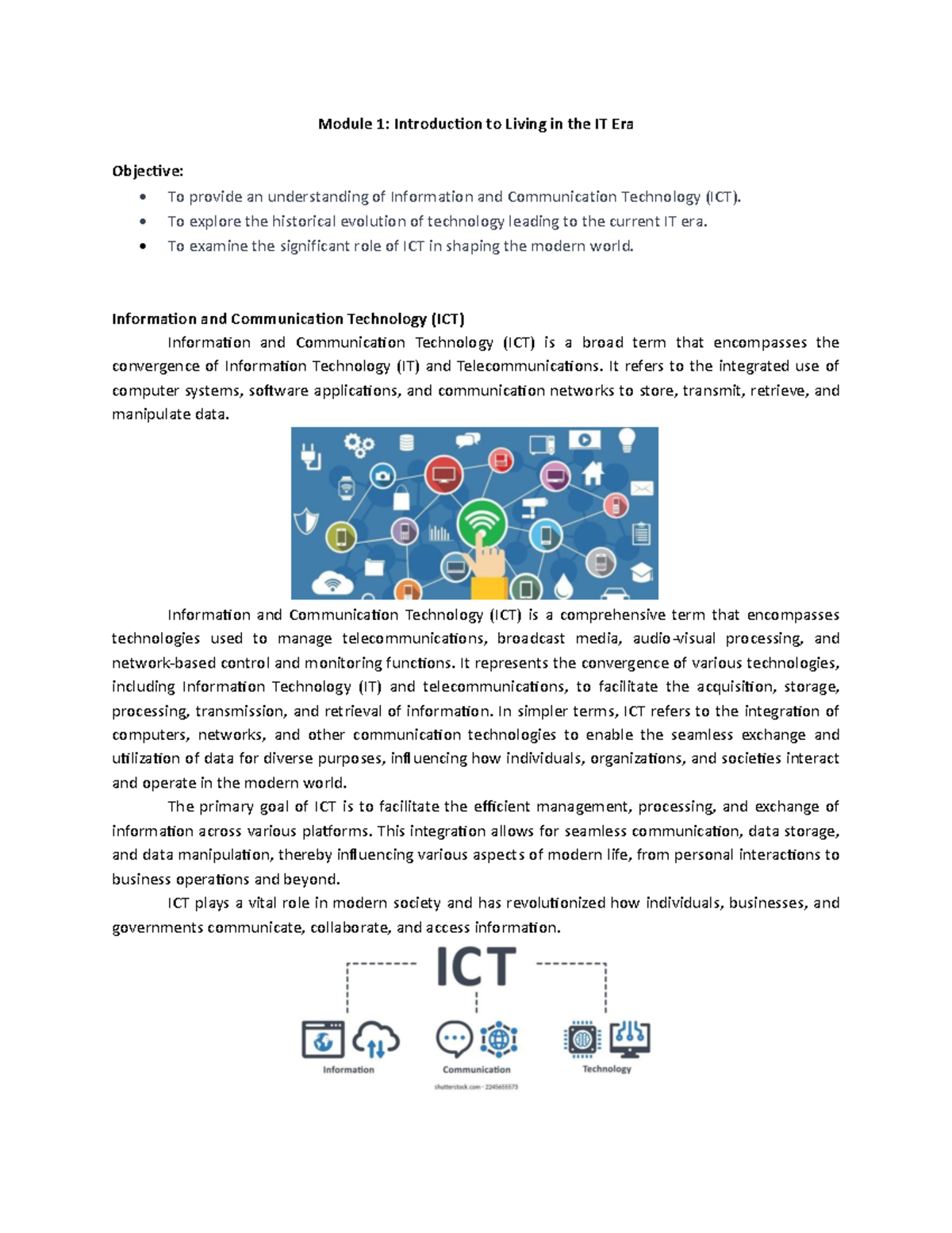 GEE5 Module 1 - Introduction to Living in the IT Era - Studocu