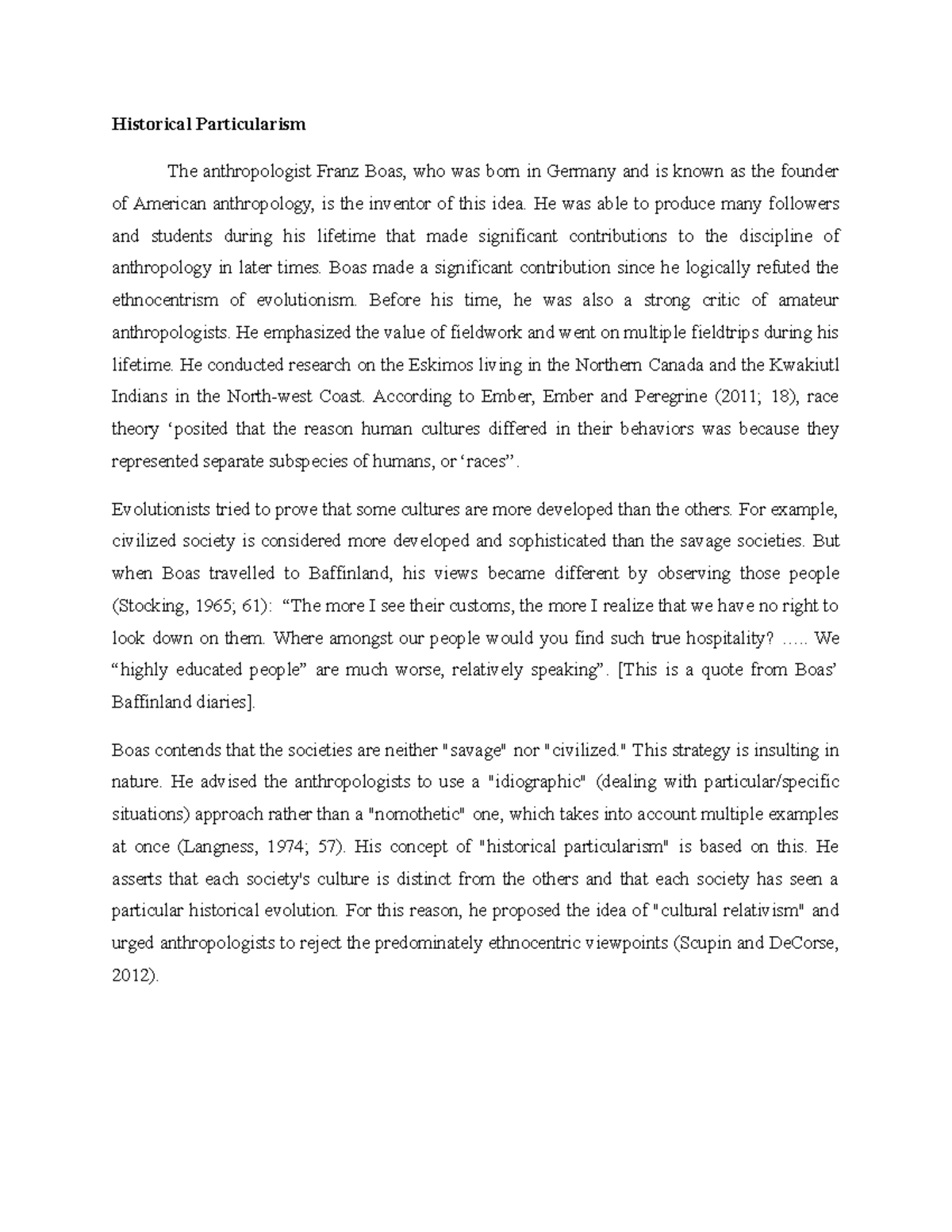 History and Impact of Historical Particularism in Anthropology - Studocu