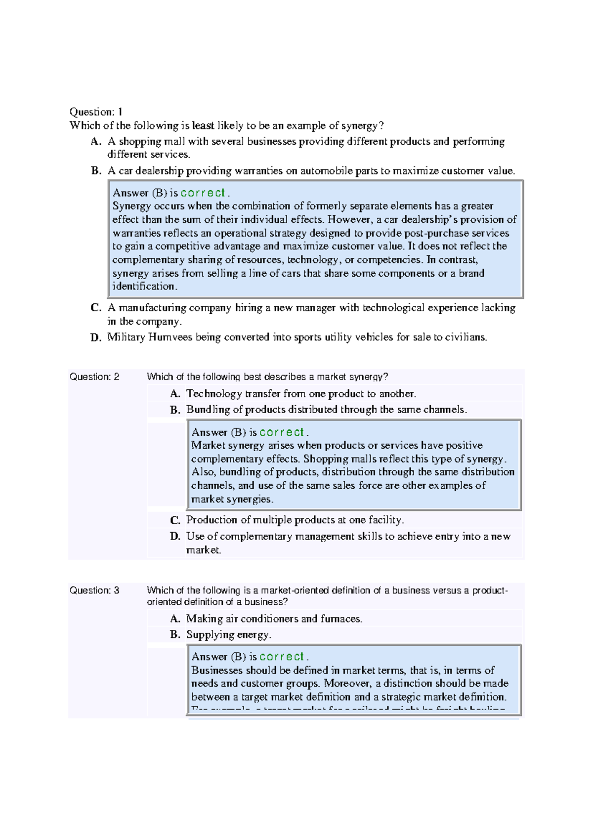 Midterm Exam Practice Questions 1 - Strategic Management Concepts - Studocu