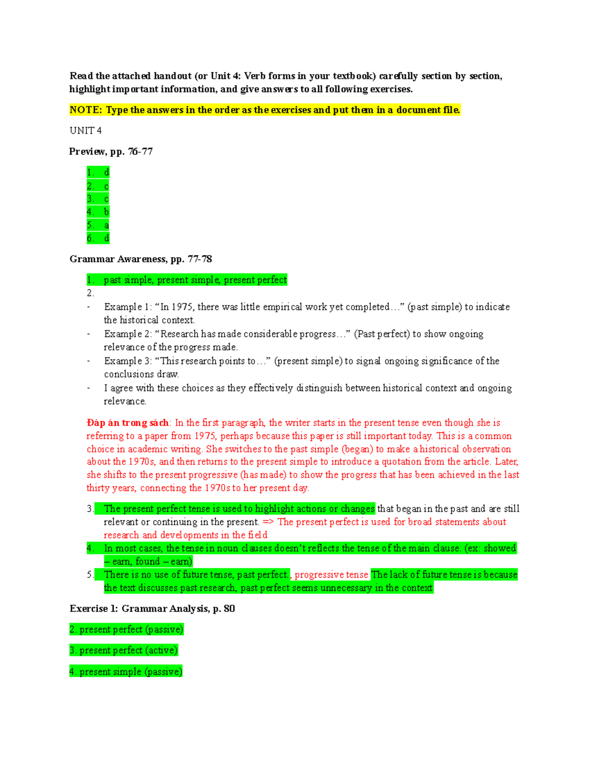 LMS Assignment: Unit 4 Grammar Analysis and Exercises - Studocu