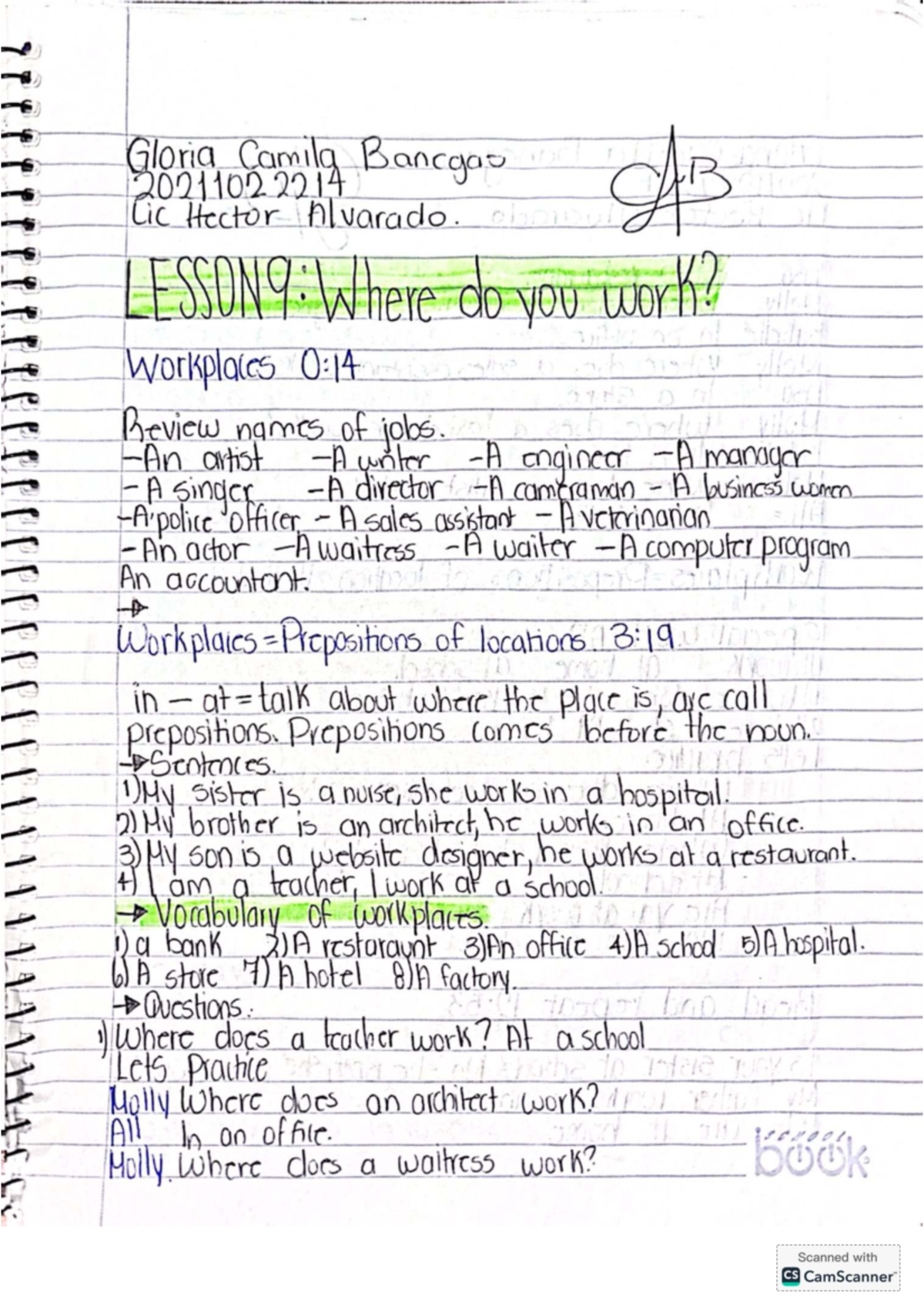 U3T1a33 Lesson Notes: Understanding Workplaces and Simple Verbs - Studocu