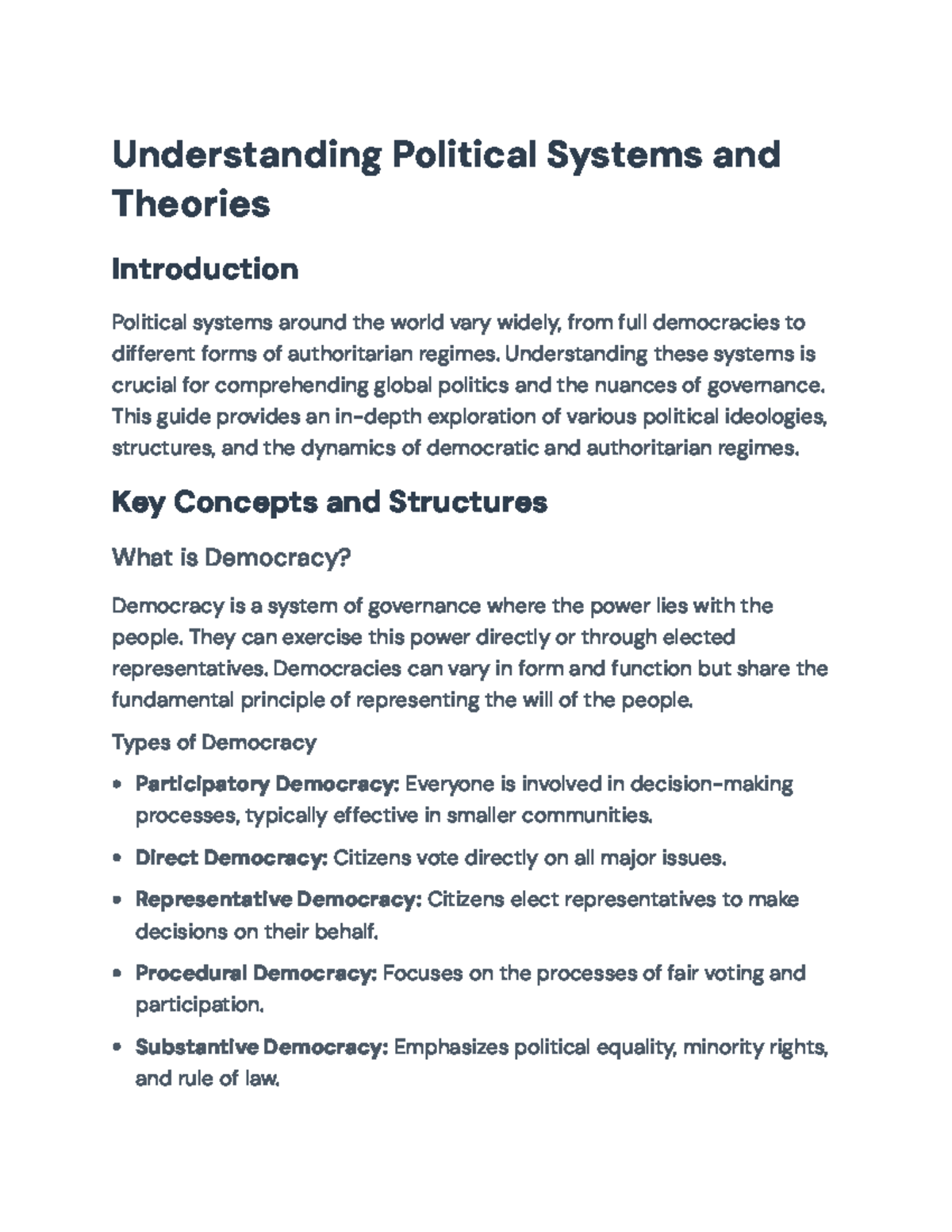 Comprehensive Guide to Political Systems and Theories (POL 101 ...