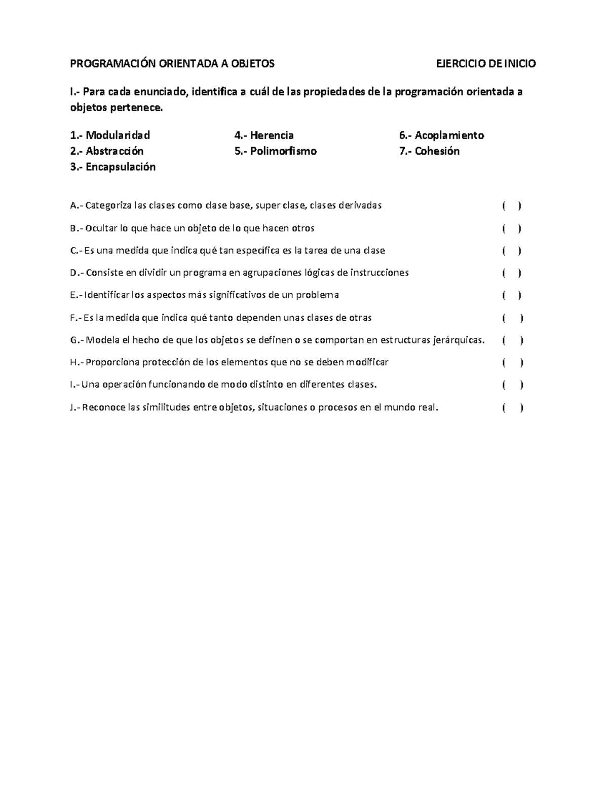 Ejercicio 0 - Tarea 0 - PROGRAMACIÓN ORIENTADA A OBJETOS EJERCICIO DE ...