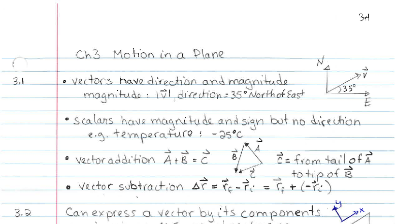 Lecture 4 Part 5: Chapter 3 - Motion in a Plane and Vectors - Studocu