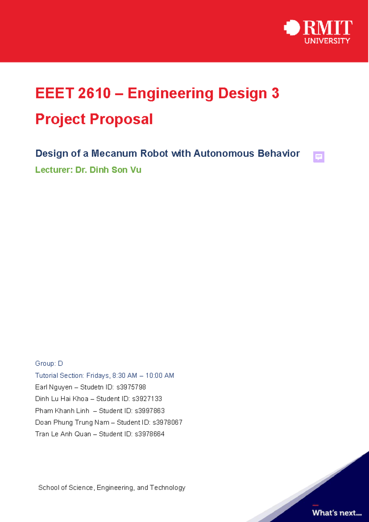 2610 Engineering Design 3 Project Proposal: Mecanum Robot with Autonomy ...