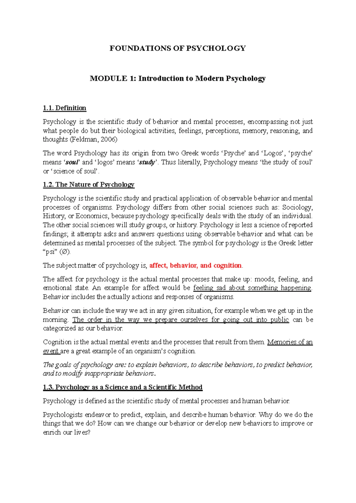 Cognition sem 2 psychology - 1 Module 3: Cognitive processes Cognition ...