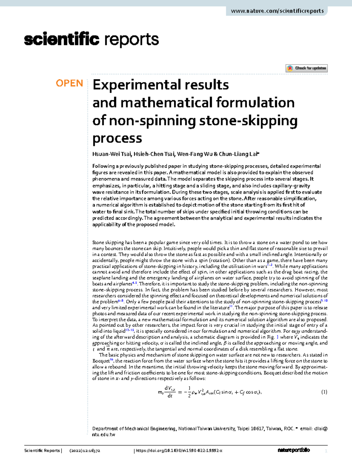 S41598-022-19992-x: Experimental & Mathematical Analysis of Stone ... 