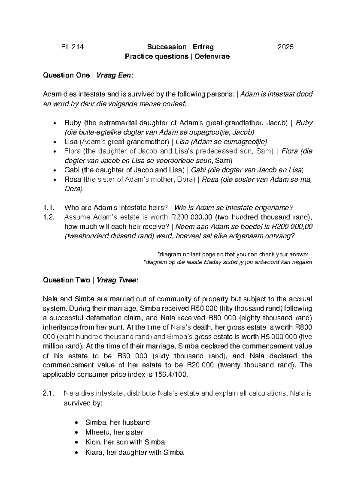 PL 214 Succession Practice Questions 2025 - PL 214 Succession | Erfreg ...