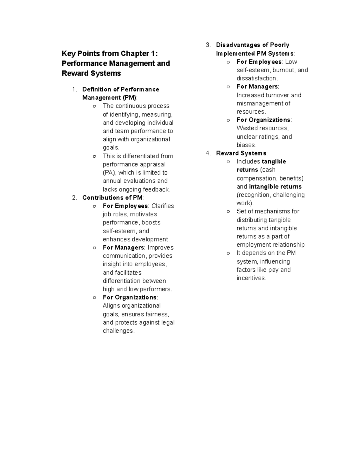 Performance Management & Reward Systems: Key Insights from Chapter 1-7 ...
