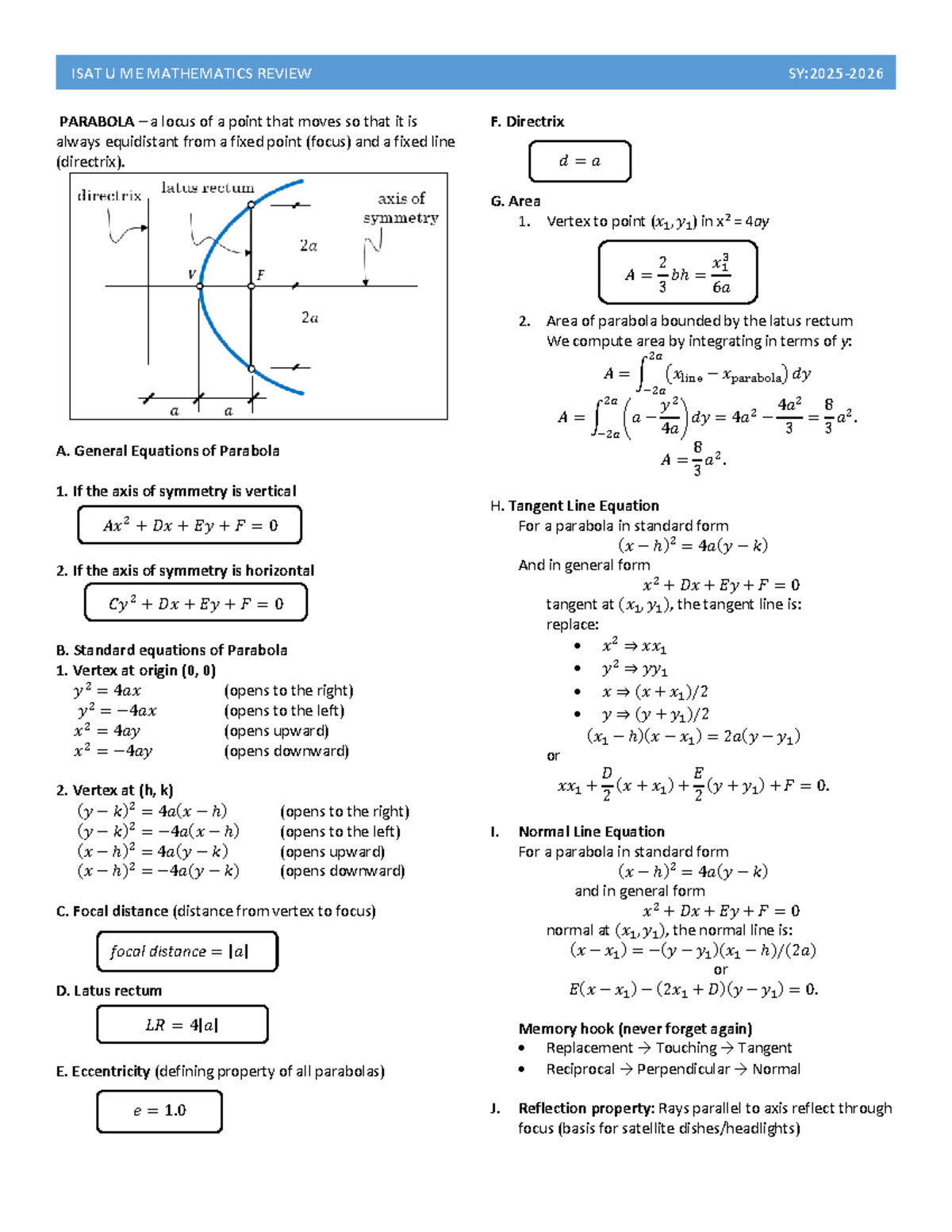 ISAT U ME Mathematics Review SY:2025-2026 - Studocu