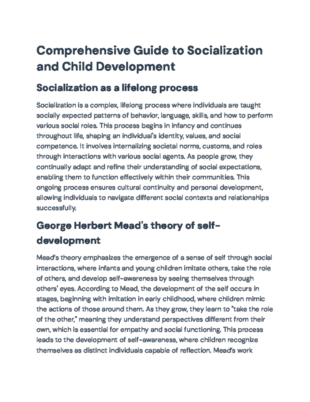 Comprehensive Overview of Socialization & Child Development (SOC101 ...