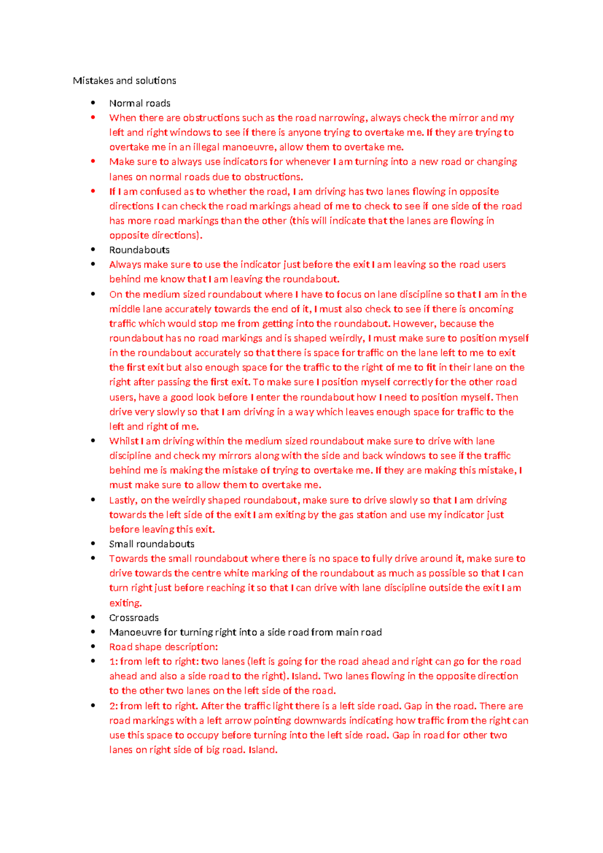 Driving Techniques and Safety Tips - Lesson Notes (23.11.24) - Studeersnel