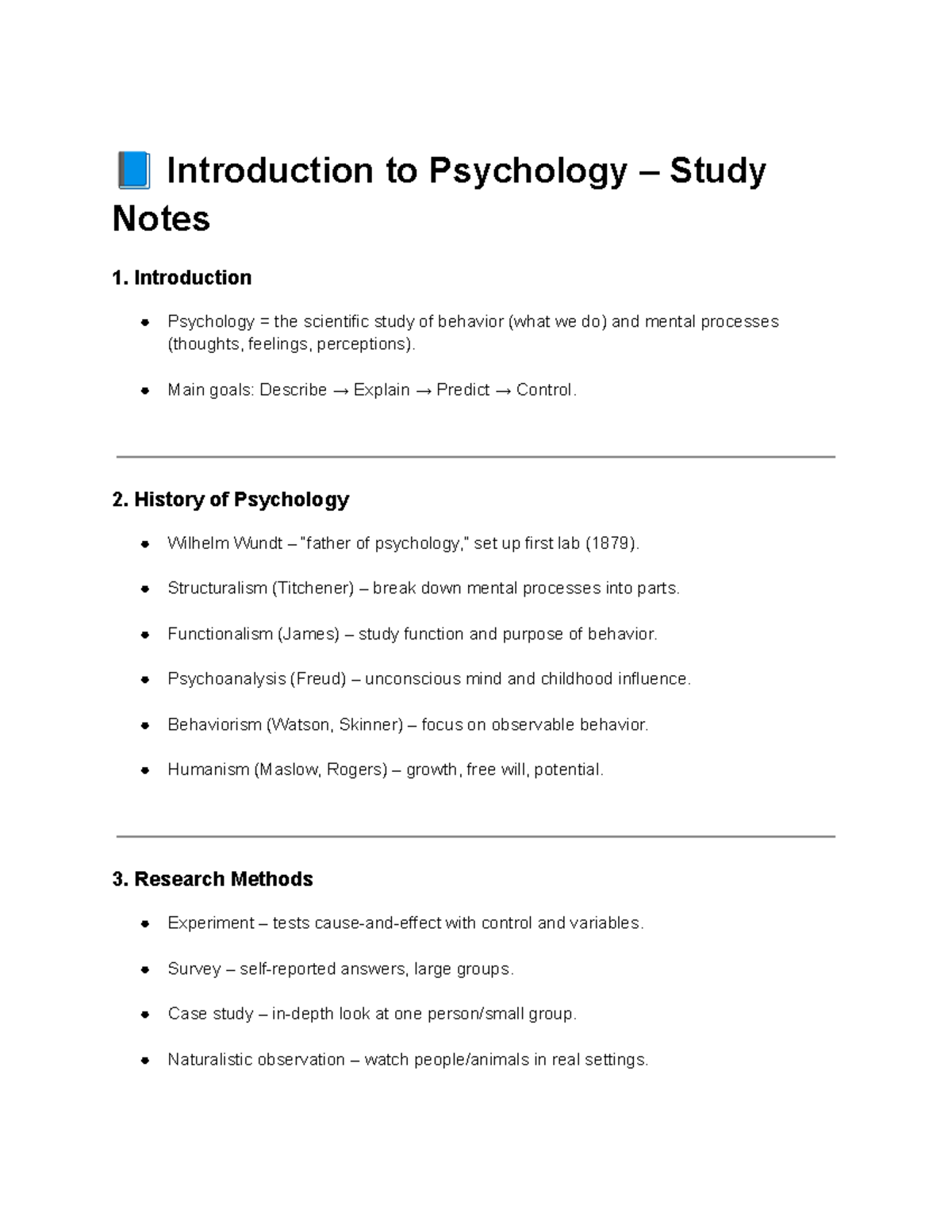 Psychology 101: Comprehensive Study Notes for Midterm Exam - Studocu