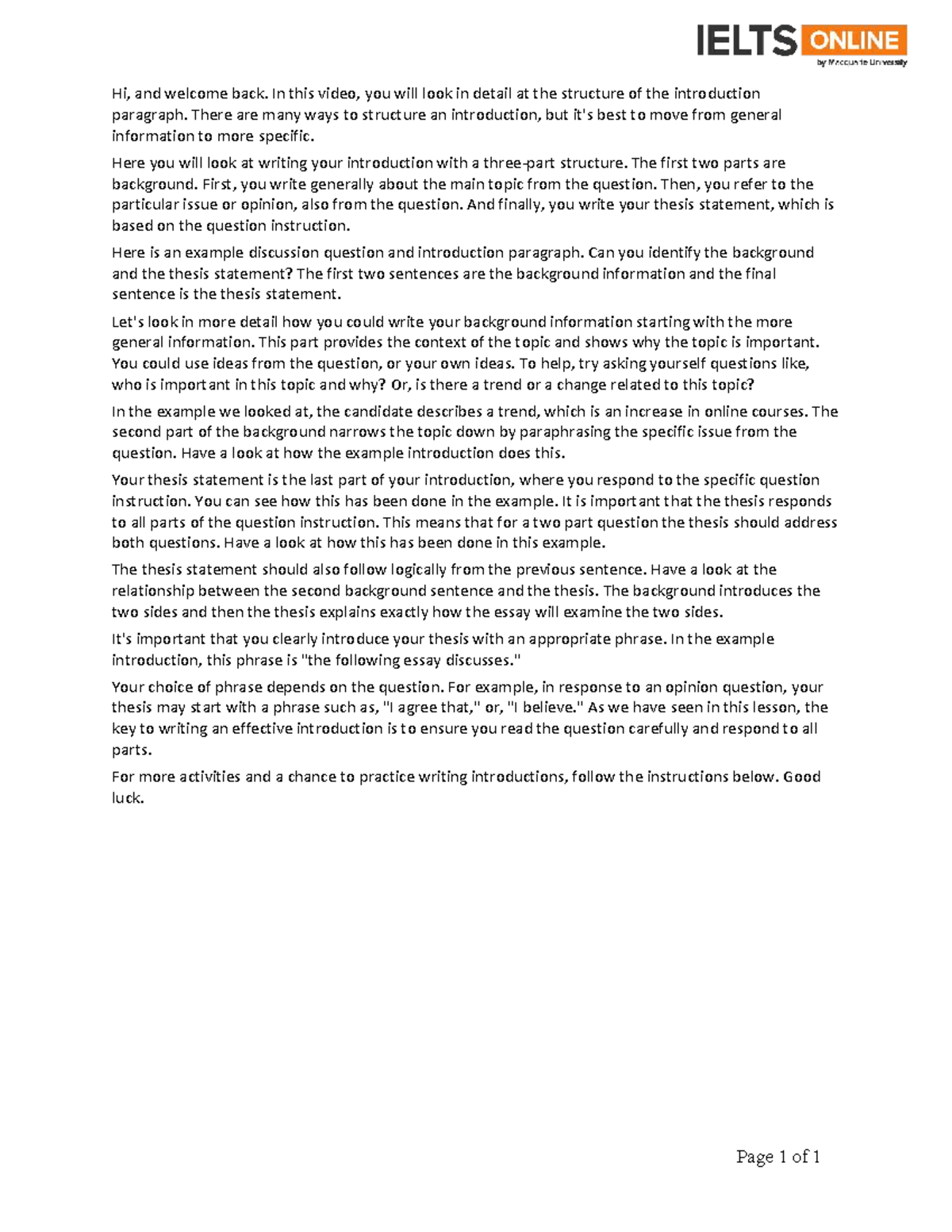 W.4 - Structuring Effective Introduction Paragraphs - Studocu