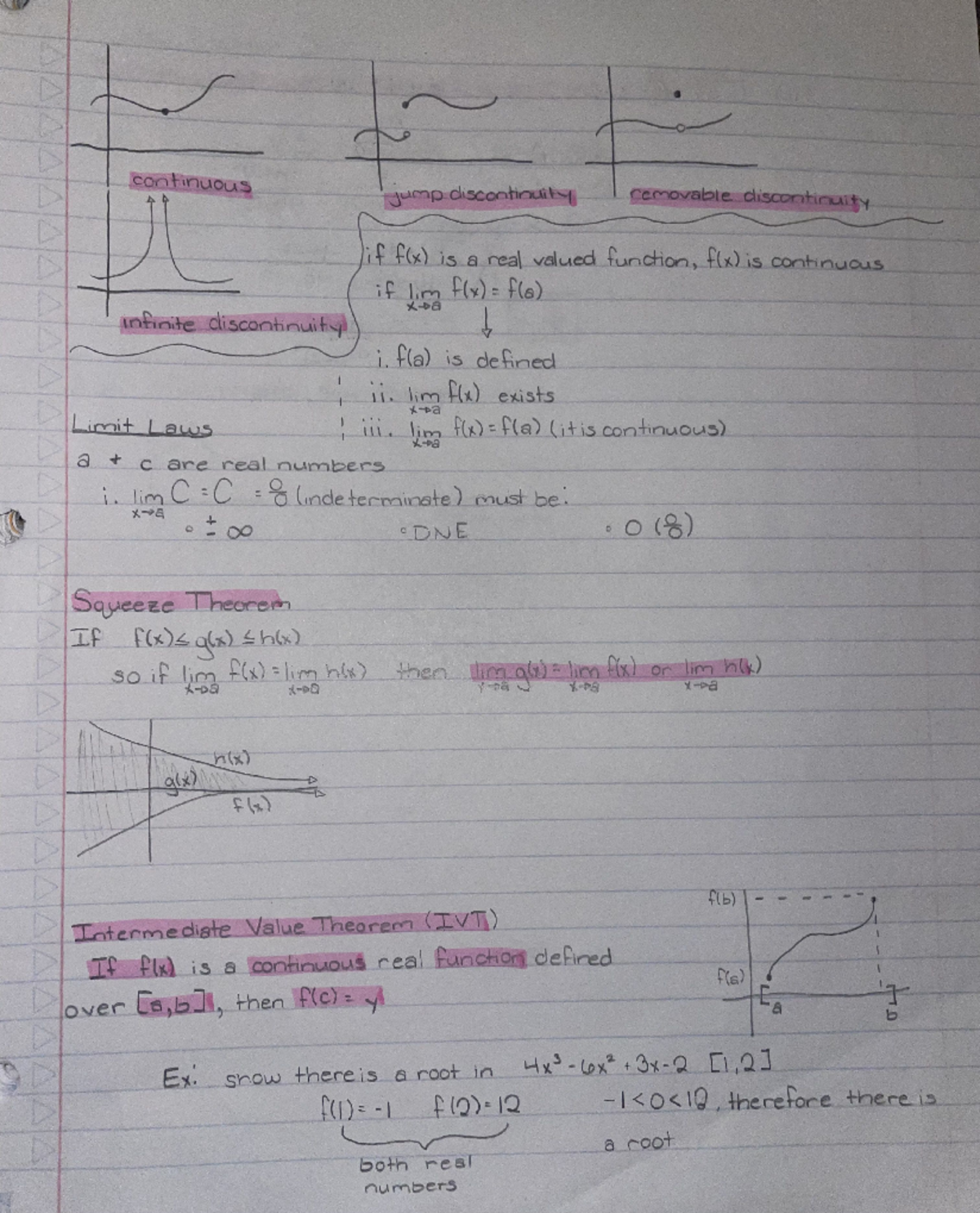 MATH 101 - Exam 1 Notes on Continuity and Limits - Studocu