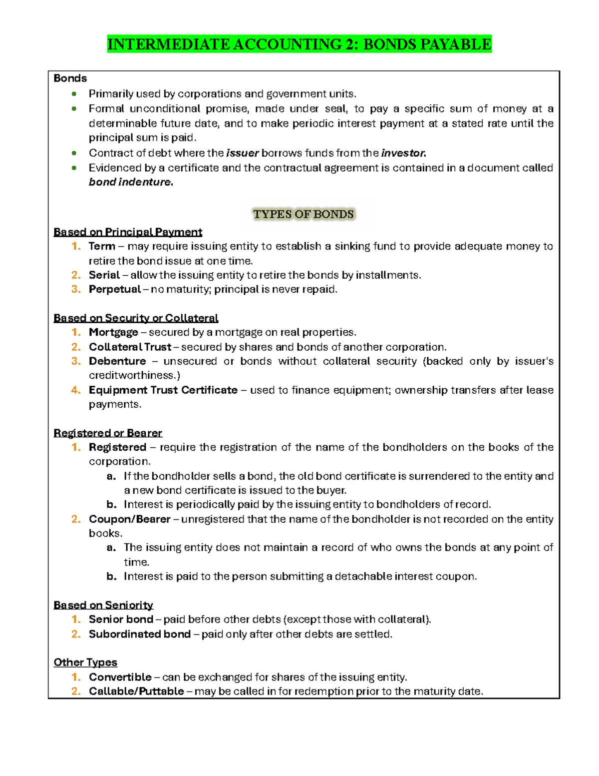 IA2: Comprehensive Notes on Bonds Payable in Intermediate Accounting ...