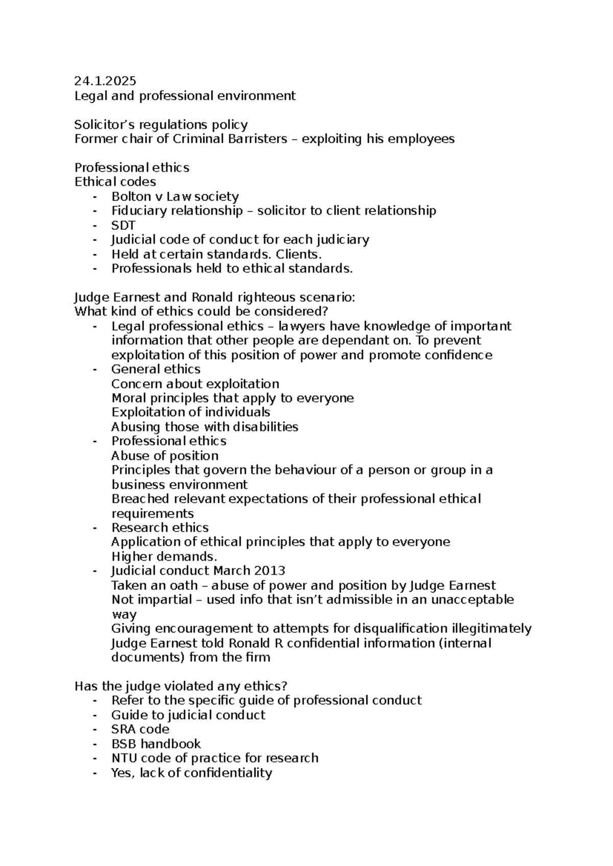 Professional Ethics in Law: Key Duties and Case Analyses (LAW 101) - 24 ...