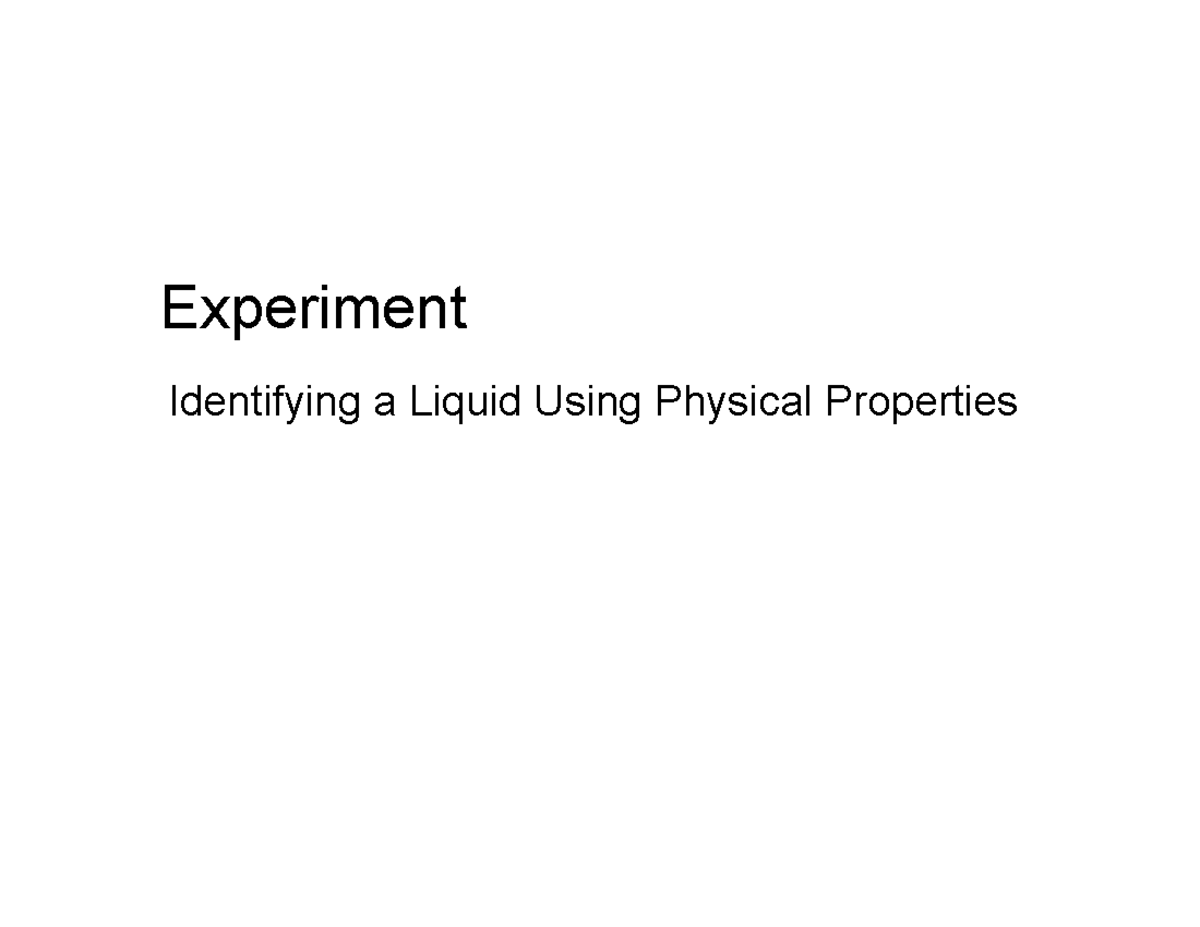 Identifying Liquids: Physical Properties Lab 2 Notes - Studocu