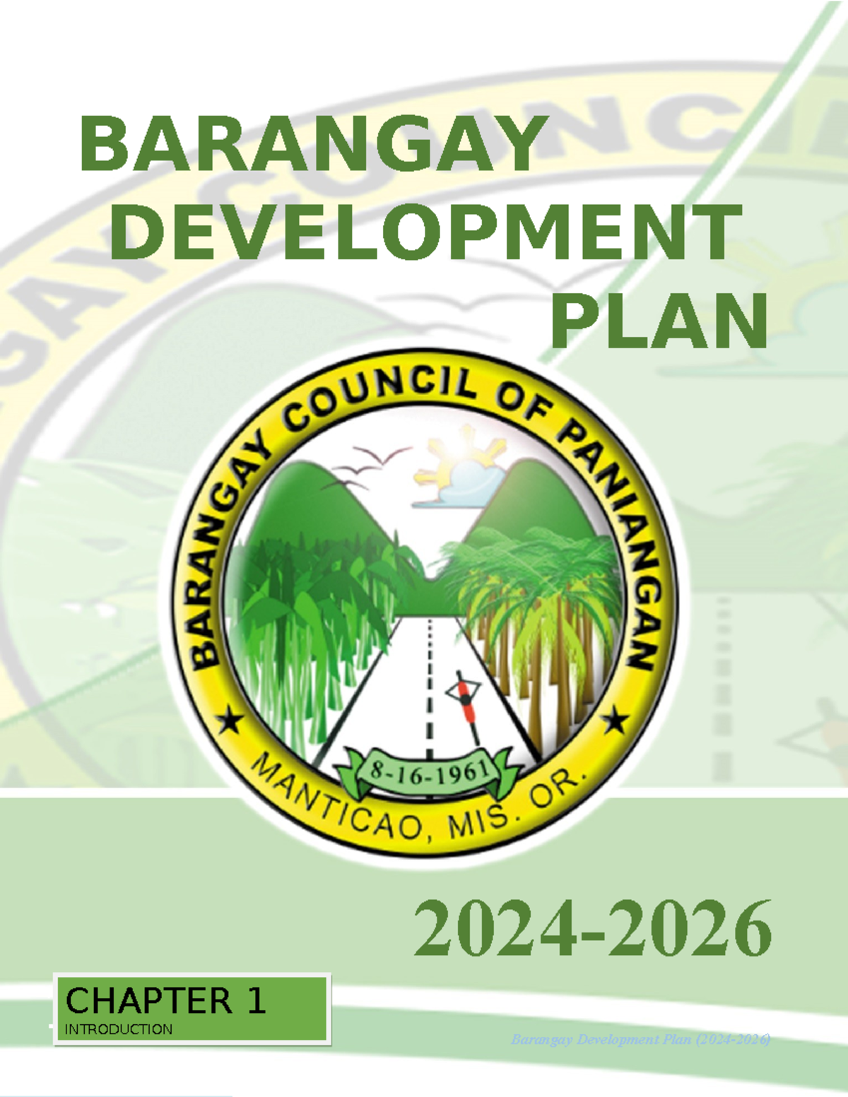 Barangay Development Plan: Paniangan, Manticao Overview and Analysis ...
