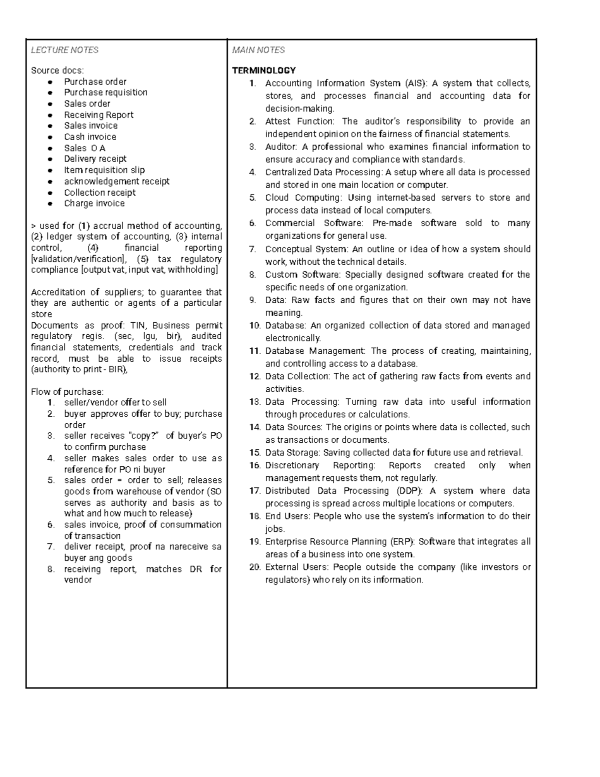 AIS CH. 1 LECTURE NOTES: Accounting Info Systems Overview - Studocu
