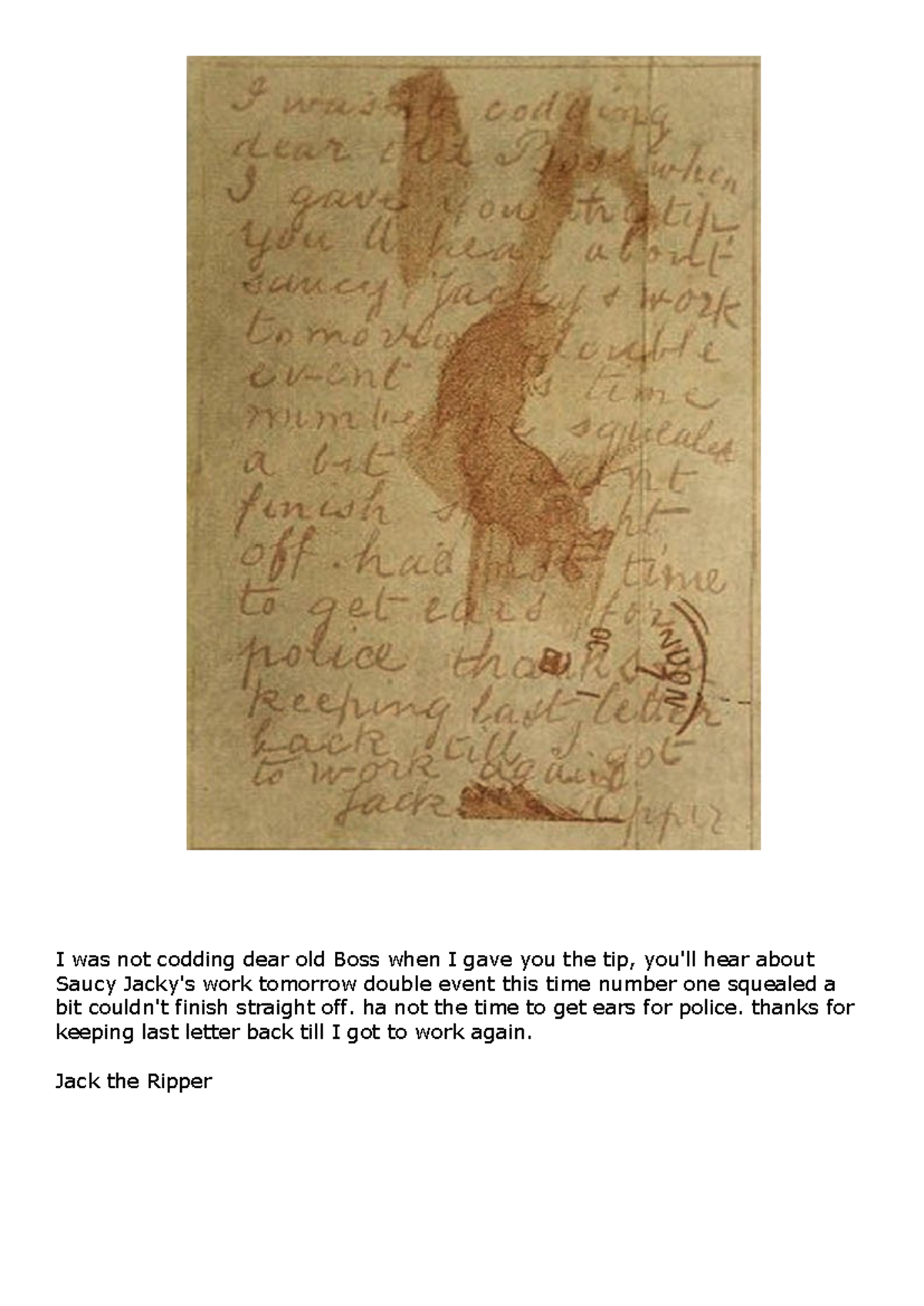 Jack the Ripper Letters: Insights and Inquests on the Murders - Studocu