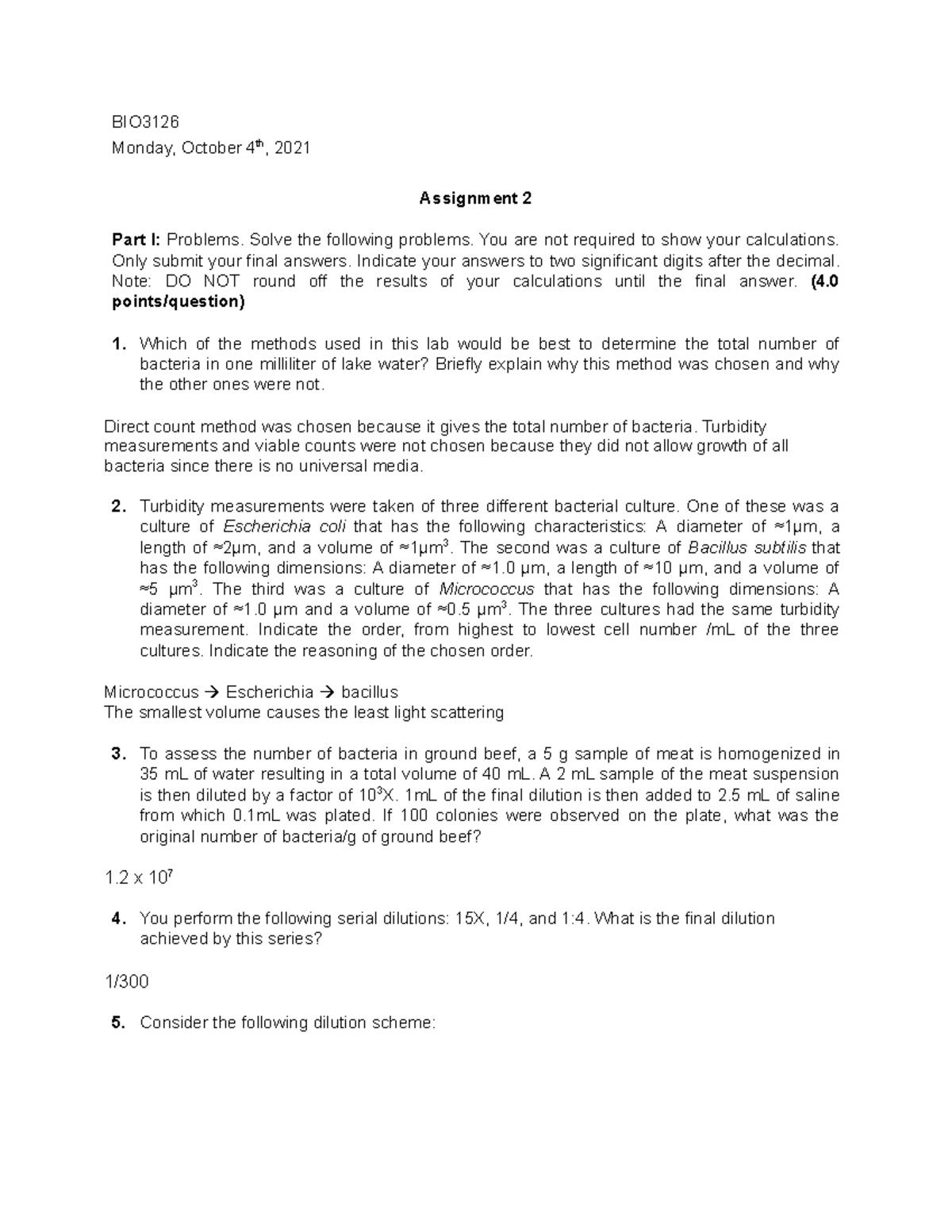 Assignment 2 (lecture 1 and 2) - BIO Monday, October 4th, 2021 ...