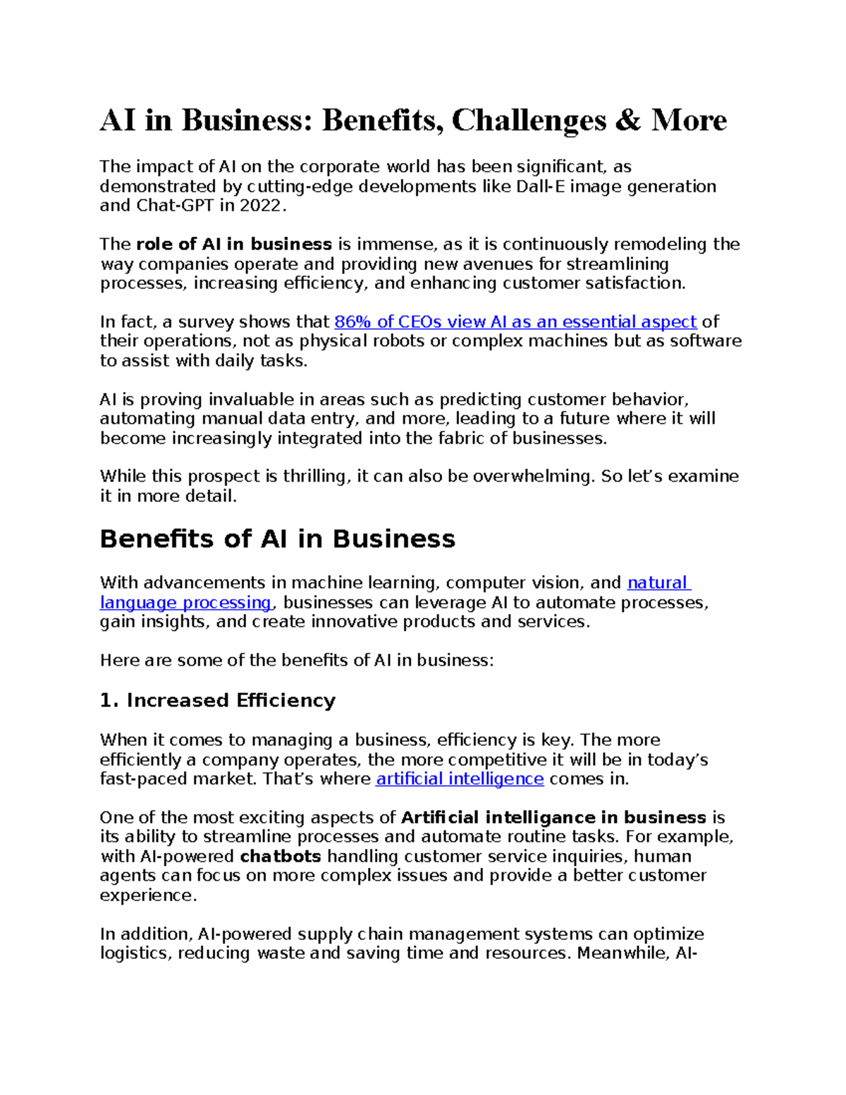 AI and Business updated - AI in Business: Benefits, Challenges & More ...